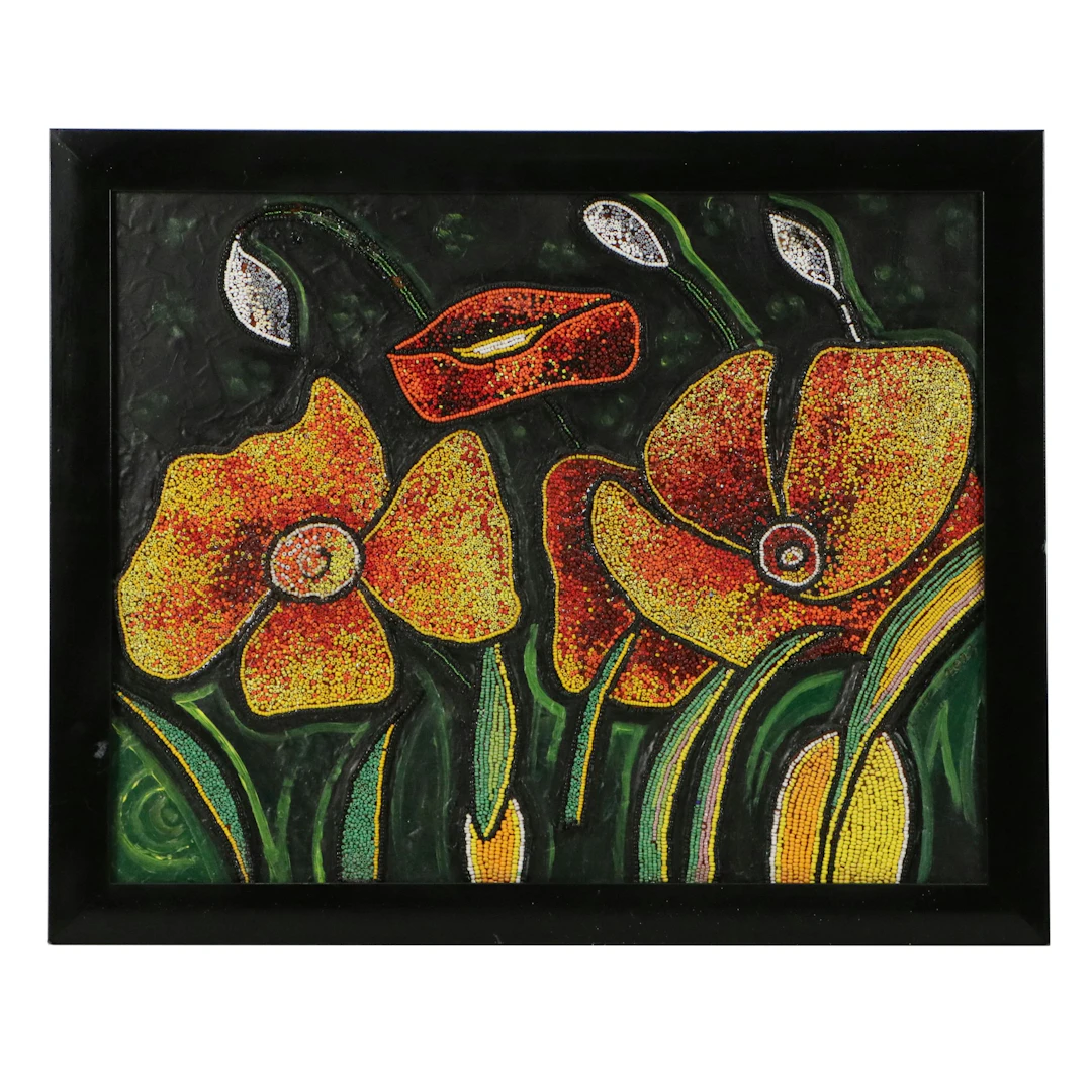 Lanre Buraimoh Beaded Artwork "Full Bloom," 2023