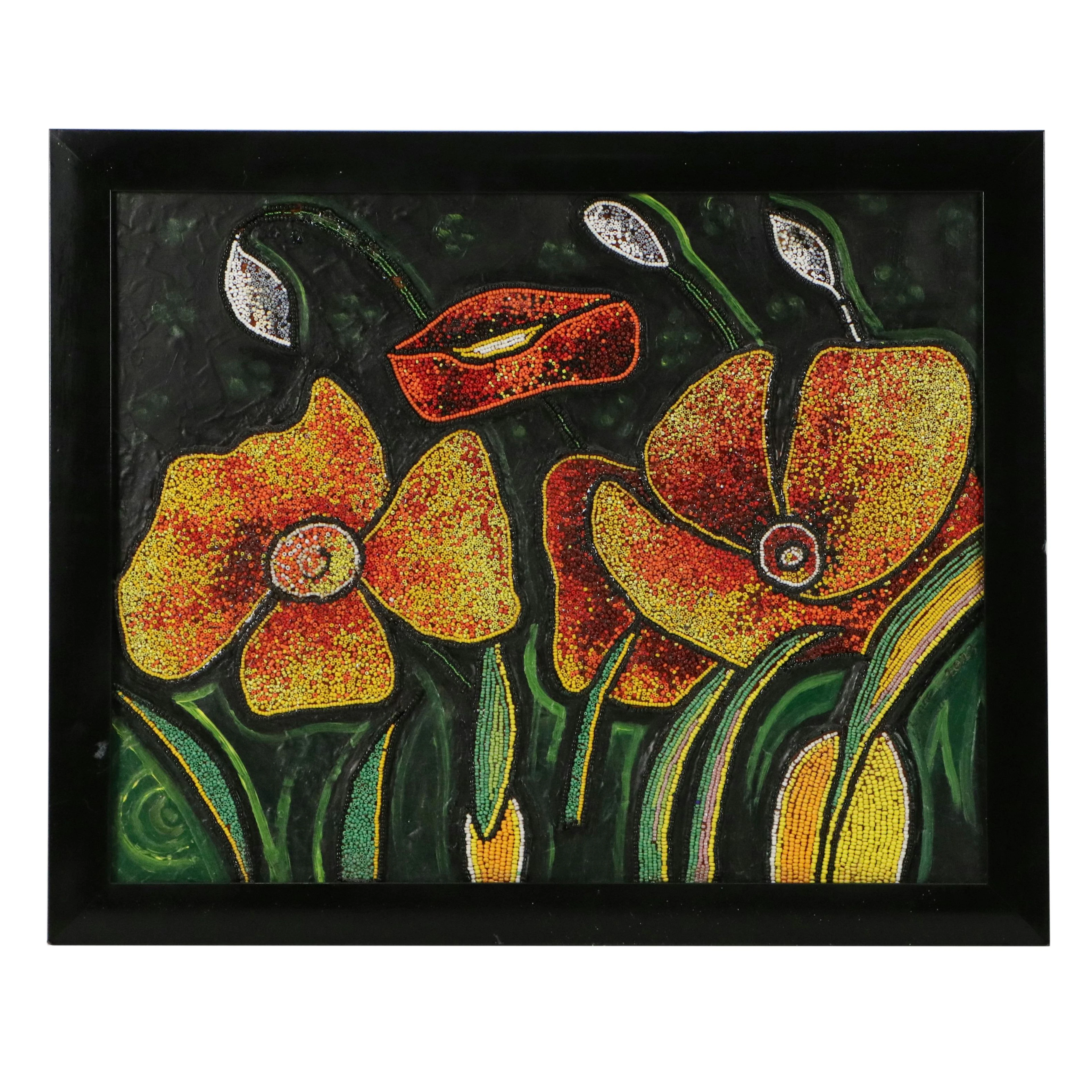 Lanre Buraimoh Beaded Artwork "Full Bloom," 2023