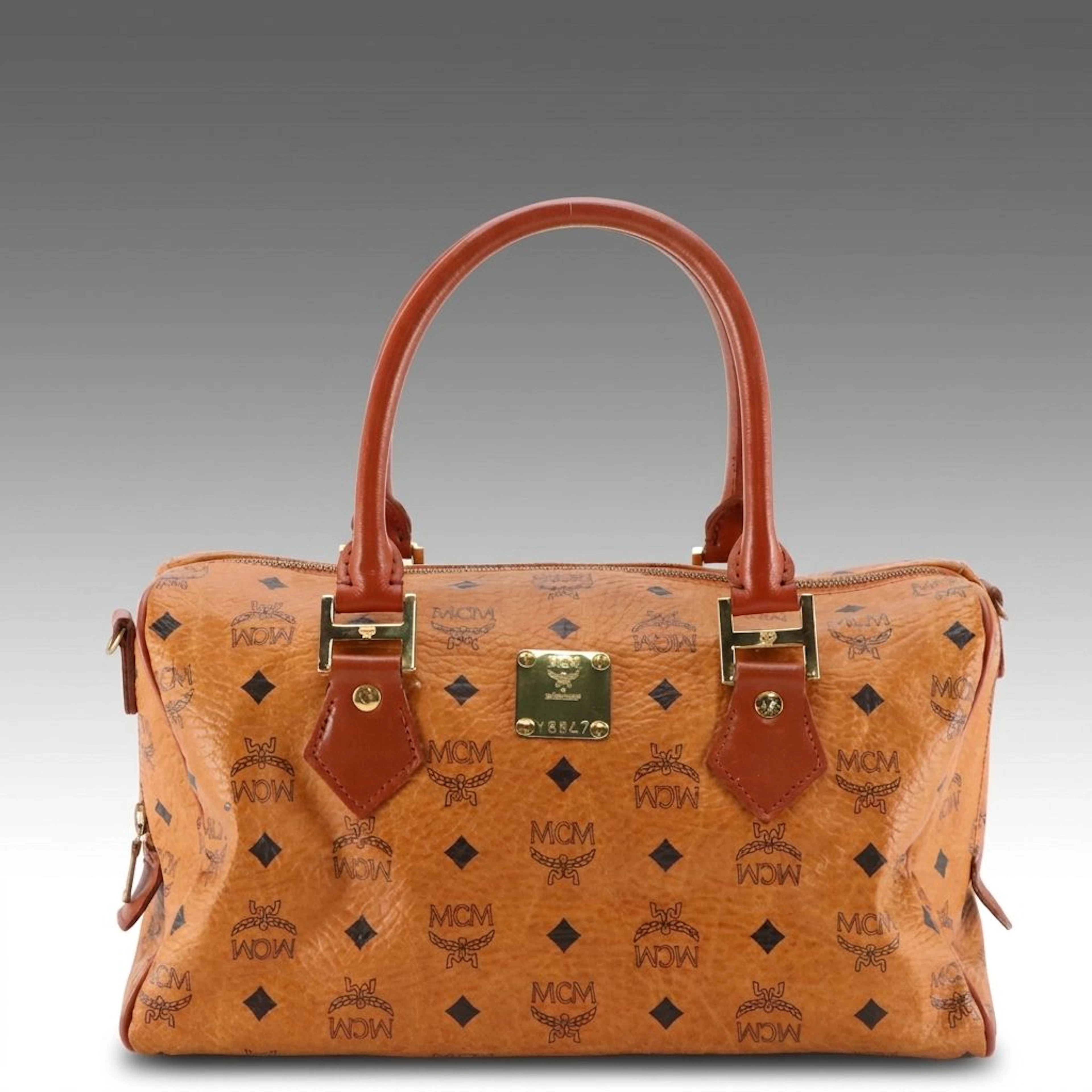 MCM Boston Bag in Cognac Visetos Canvas, Vintage