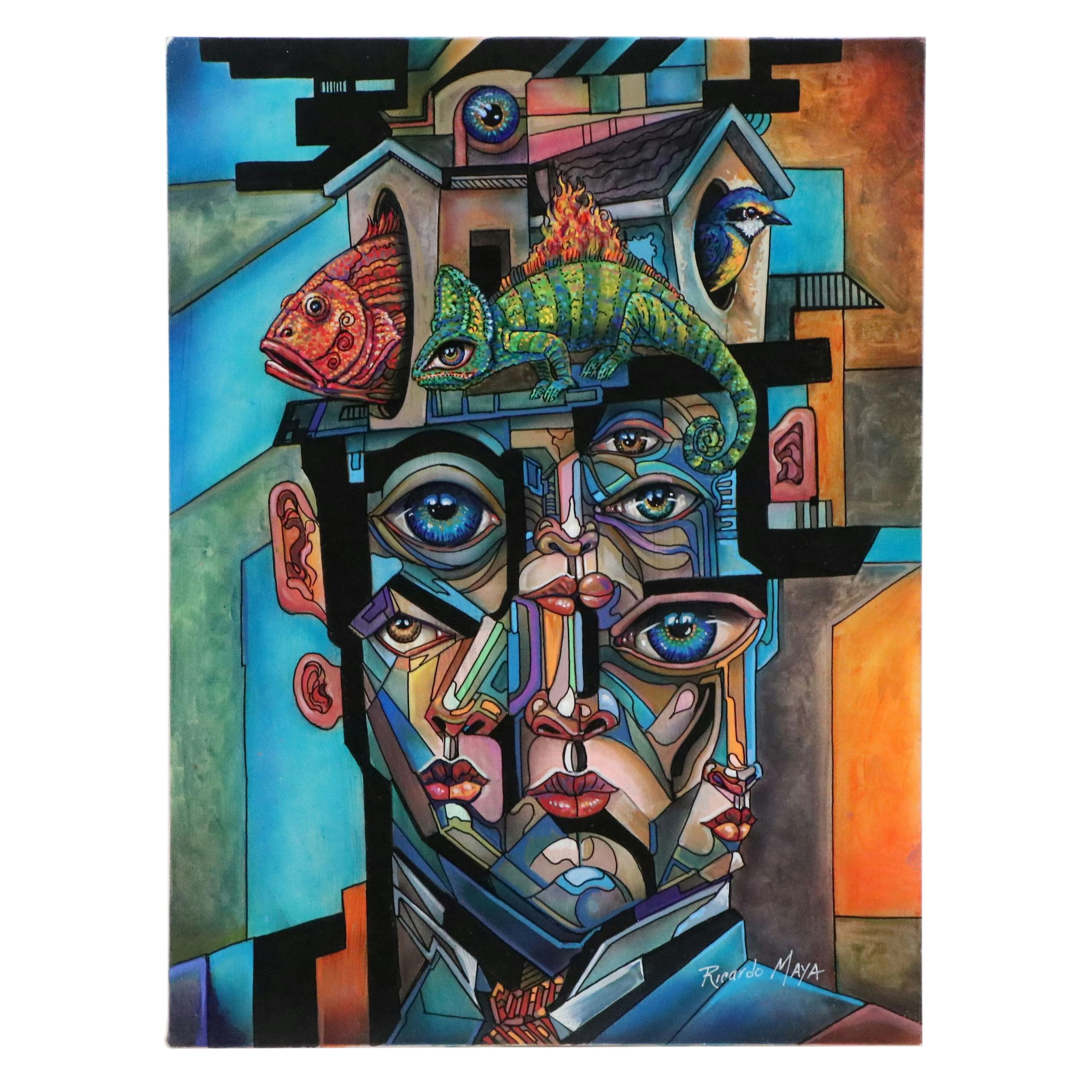 Ricardo Maya Surrealist Acrylic Portrait, 2026