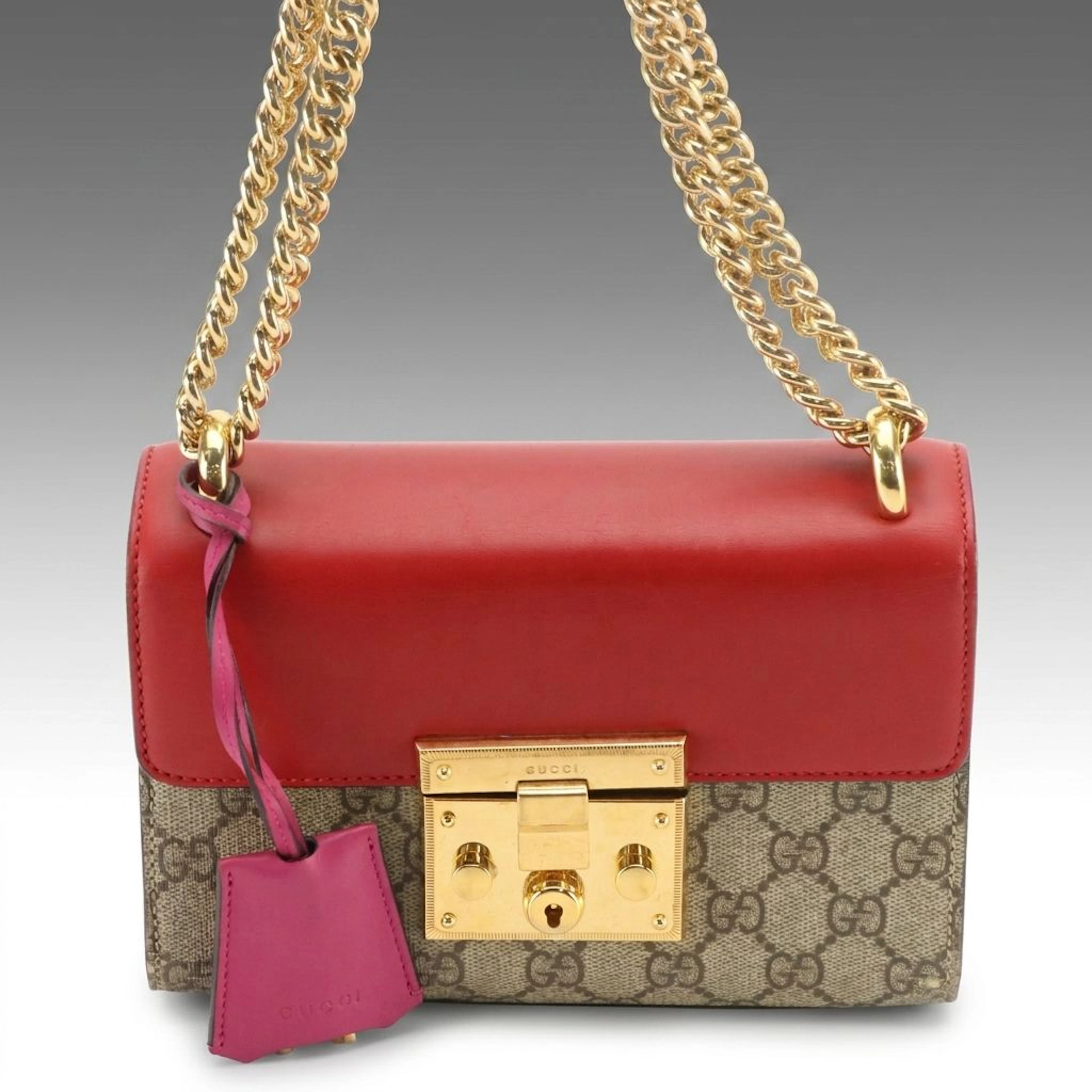 Gucci Small Padlock Shoulder Bag in GG Supreme Canvas & Bicolor Calfskin