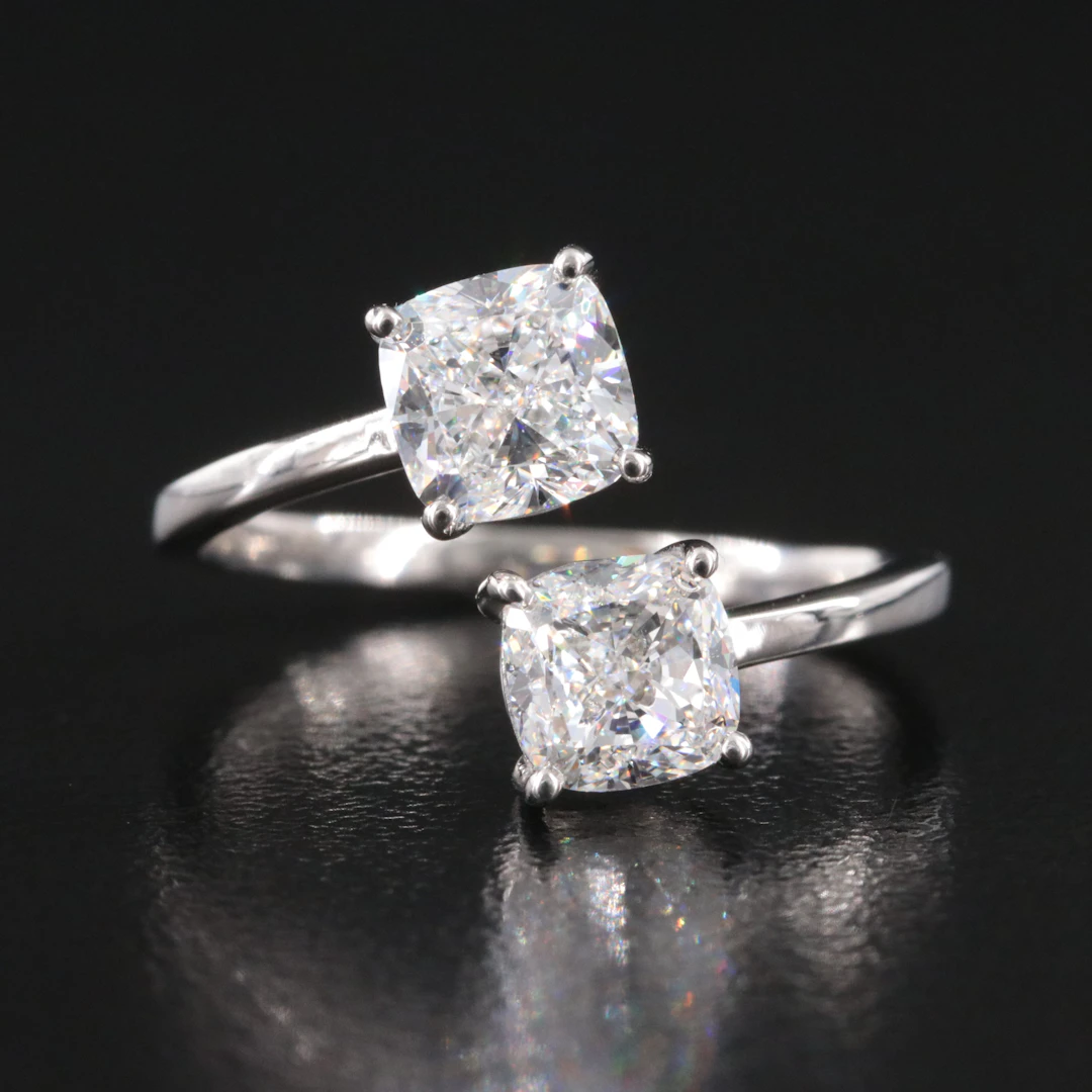 Platinum 1.90 CTW Diamond Toi et Moi Ring with GIA Reports