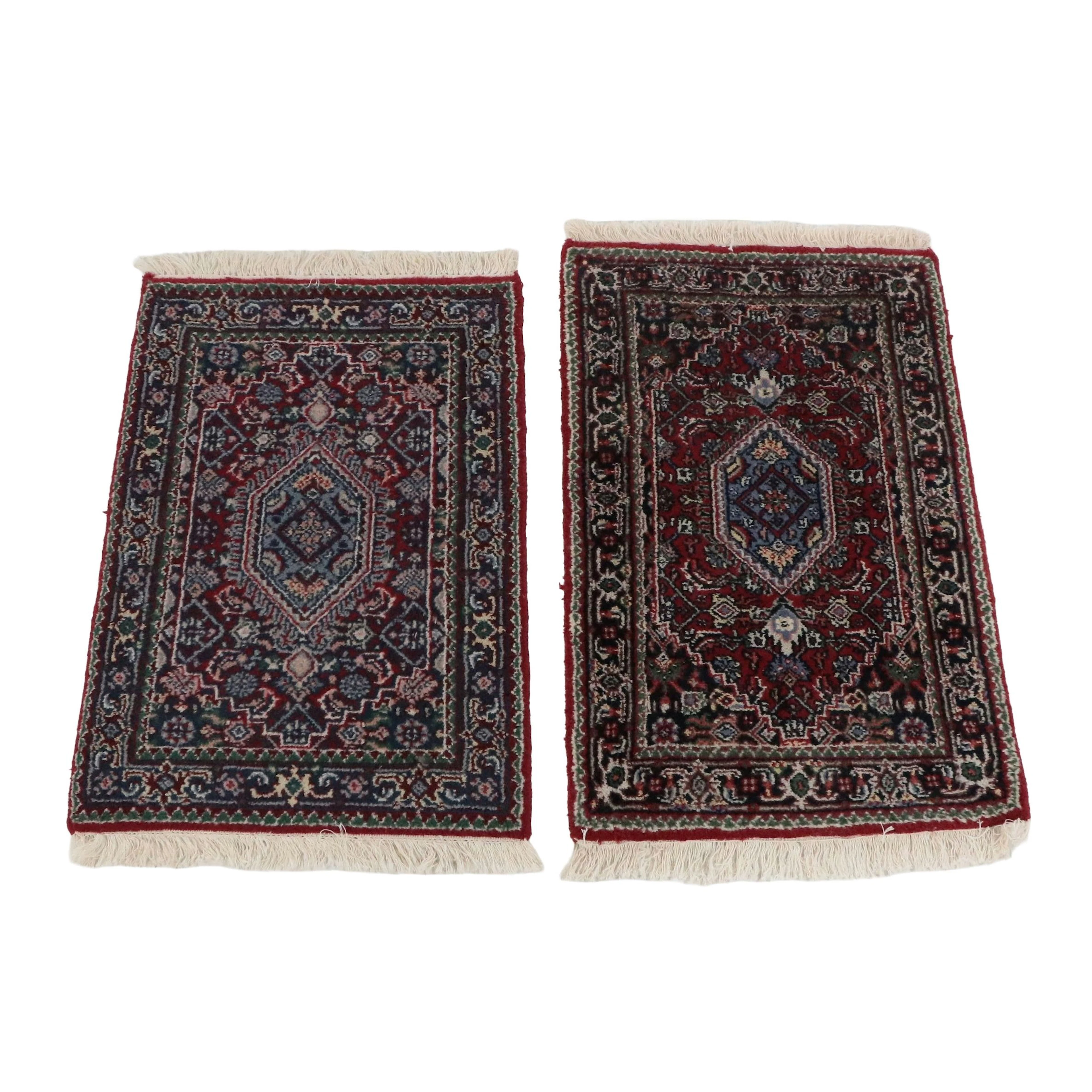 Two Hand-Knotted Persian Bijar Accent Rugs