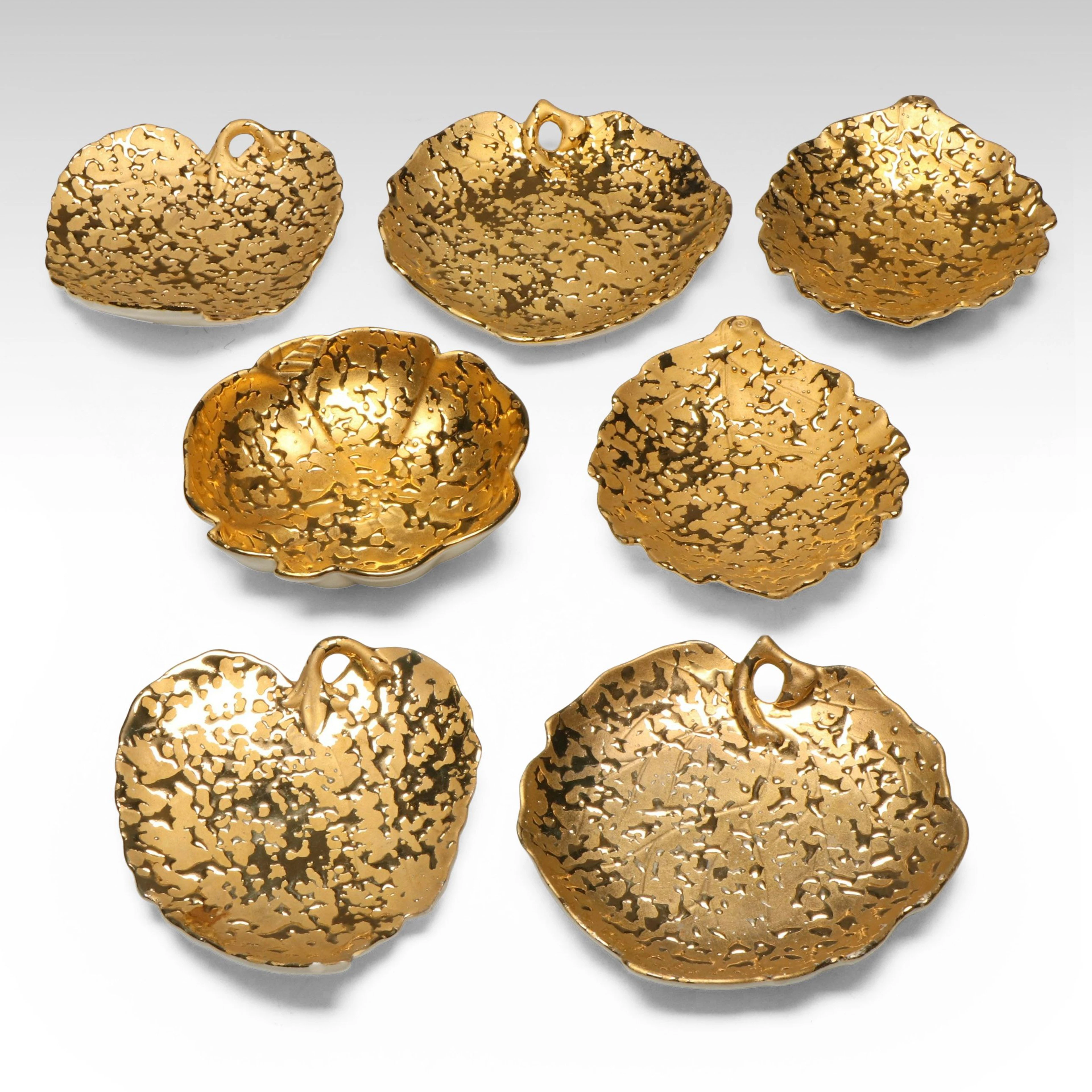 Kingwood 22k Gold Encrusted Ceramic Leaf Trays