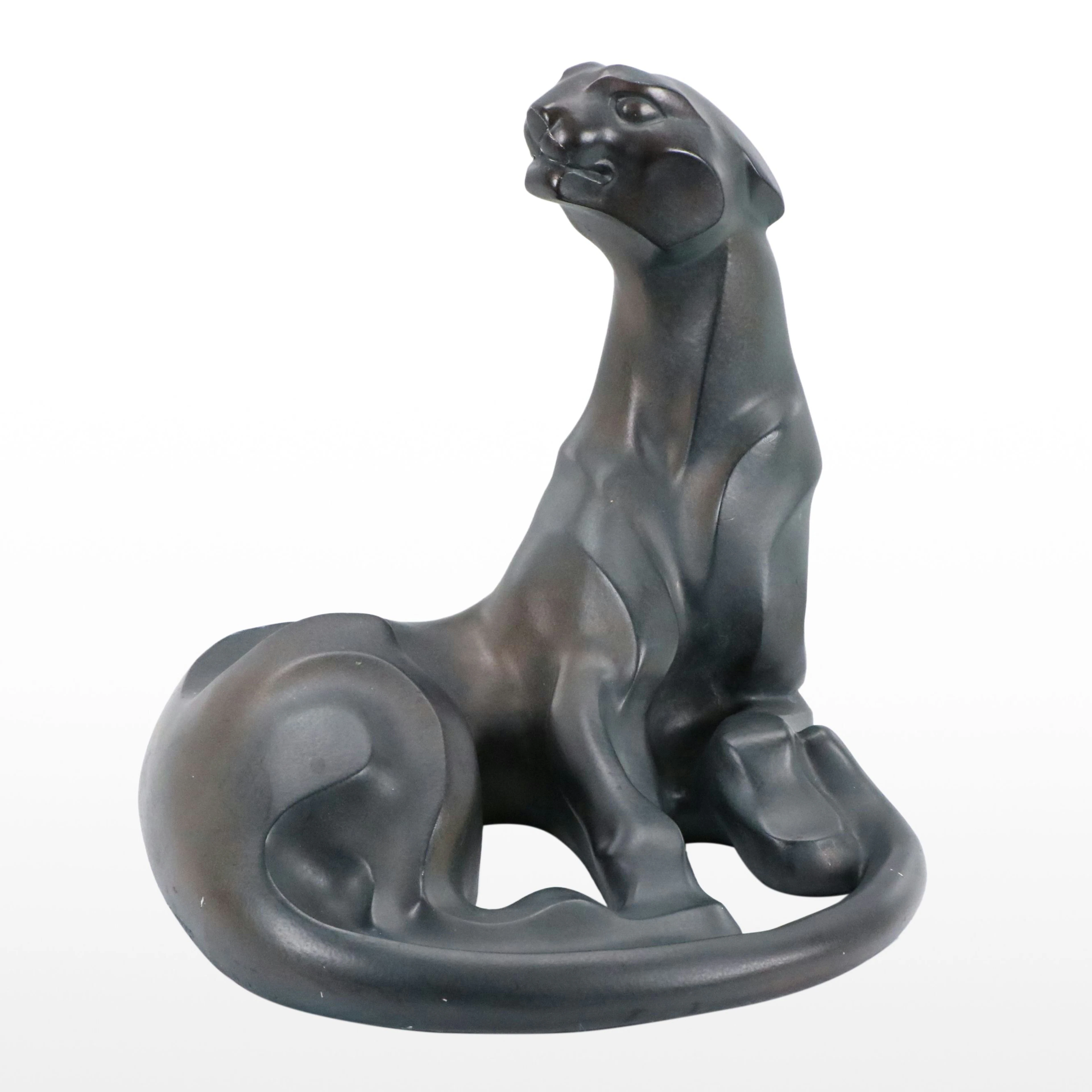 Austin Productions After Alexsander Danel Ceramic Sculpture of Panther, 1990