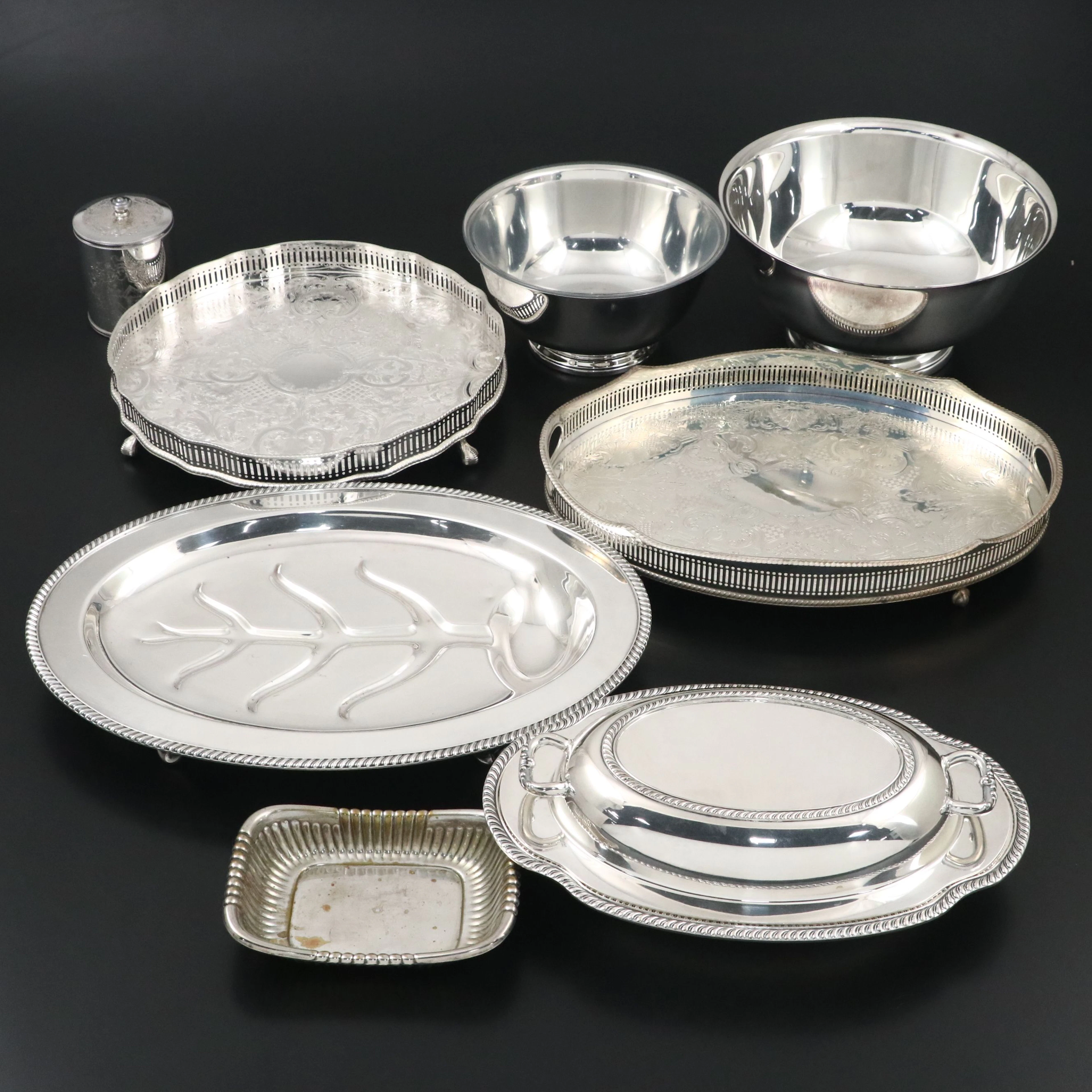 International "Avon" Footed Meat Platter and More Silver Plate Serveware