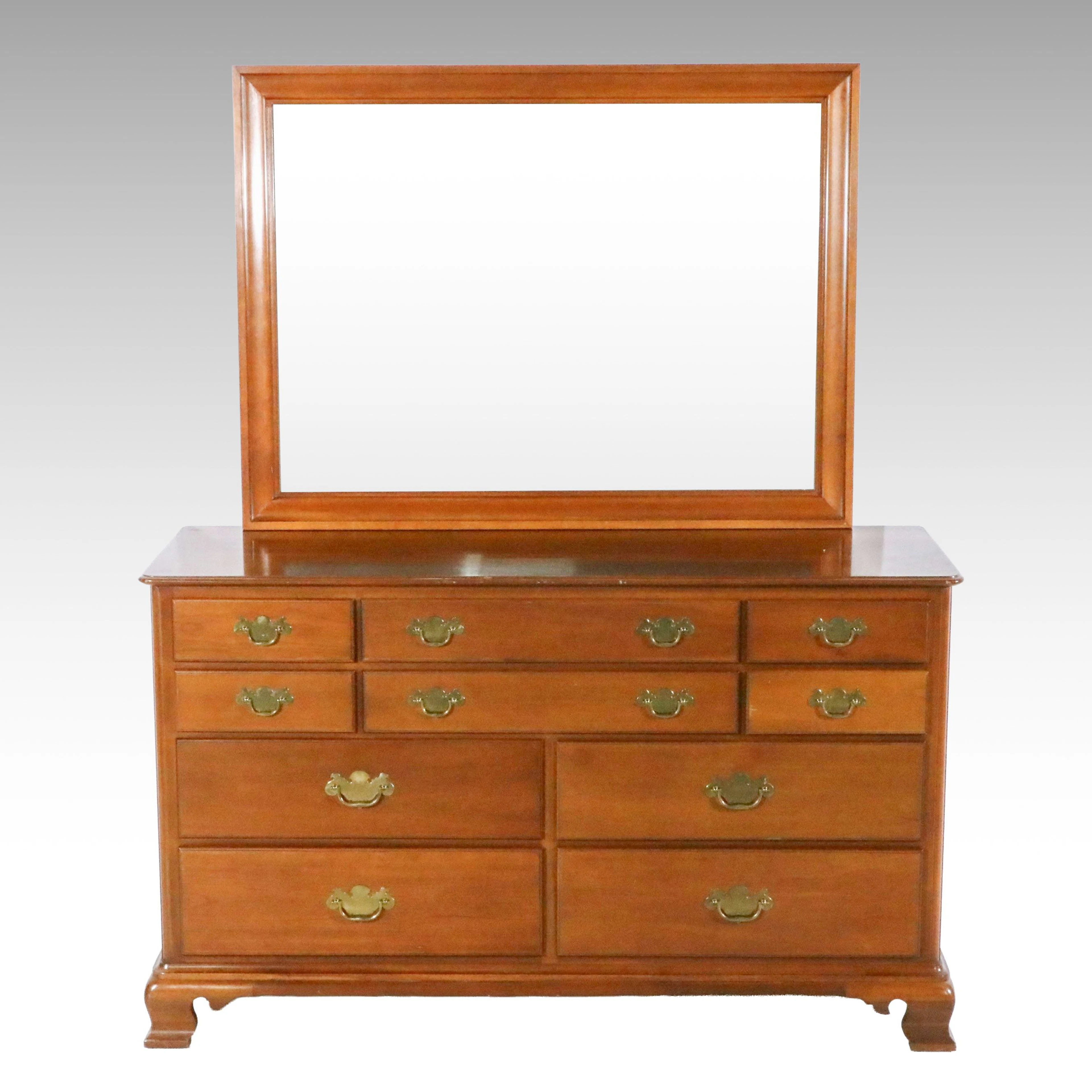 Willett Colonial Revival Style Cherry Dresser with Mirror, Mid-20th Century