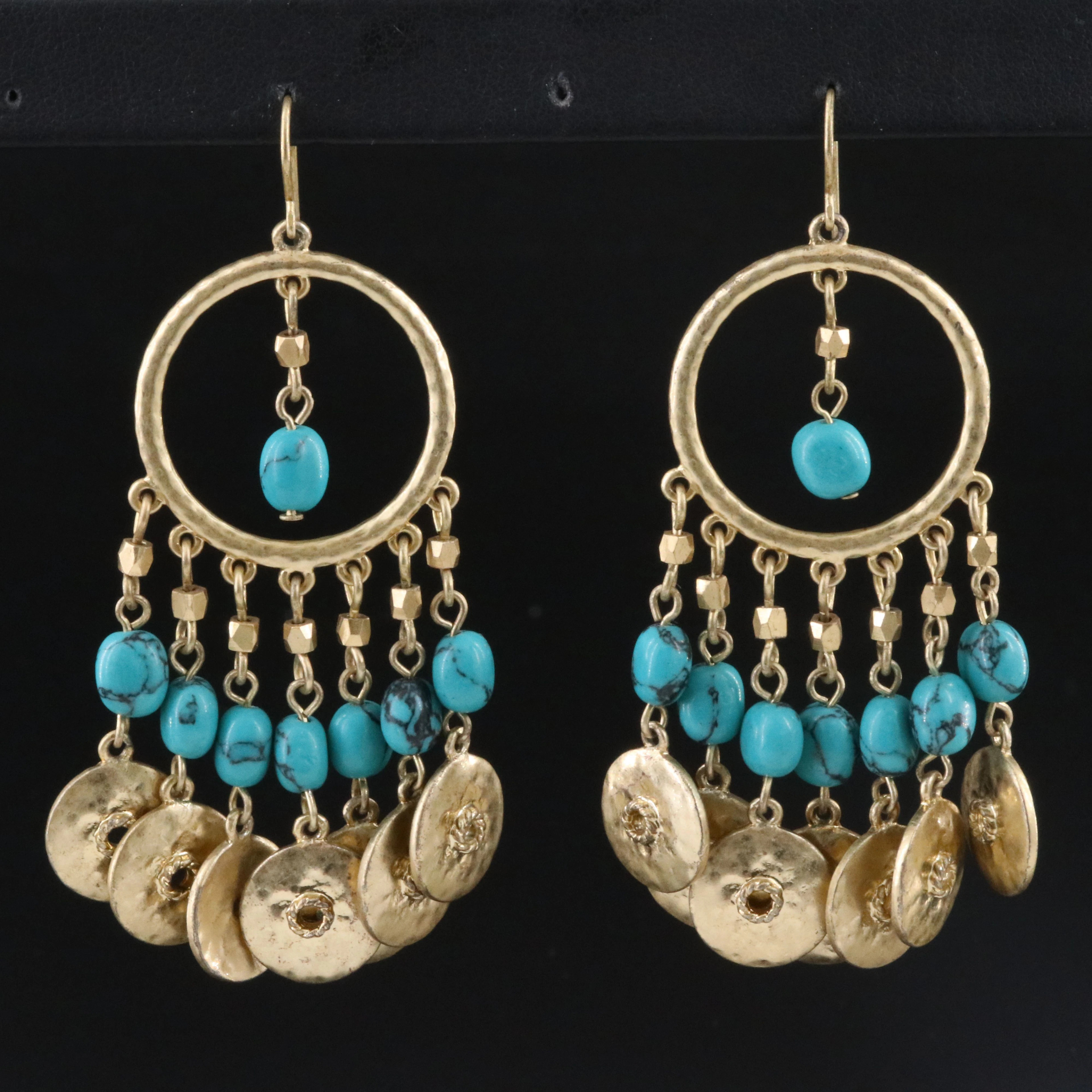 Ralph Lauren Howlite Disc Drop Earrings