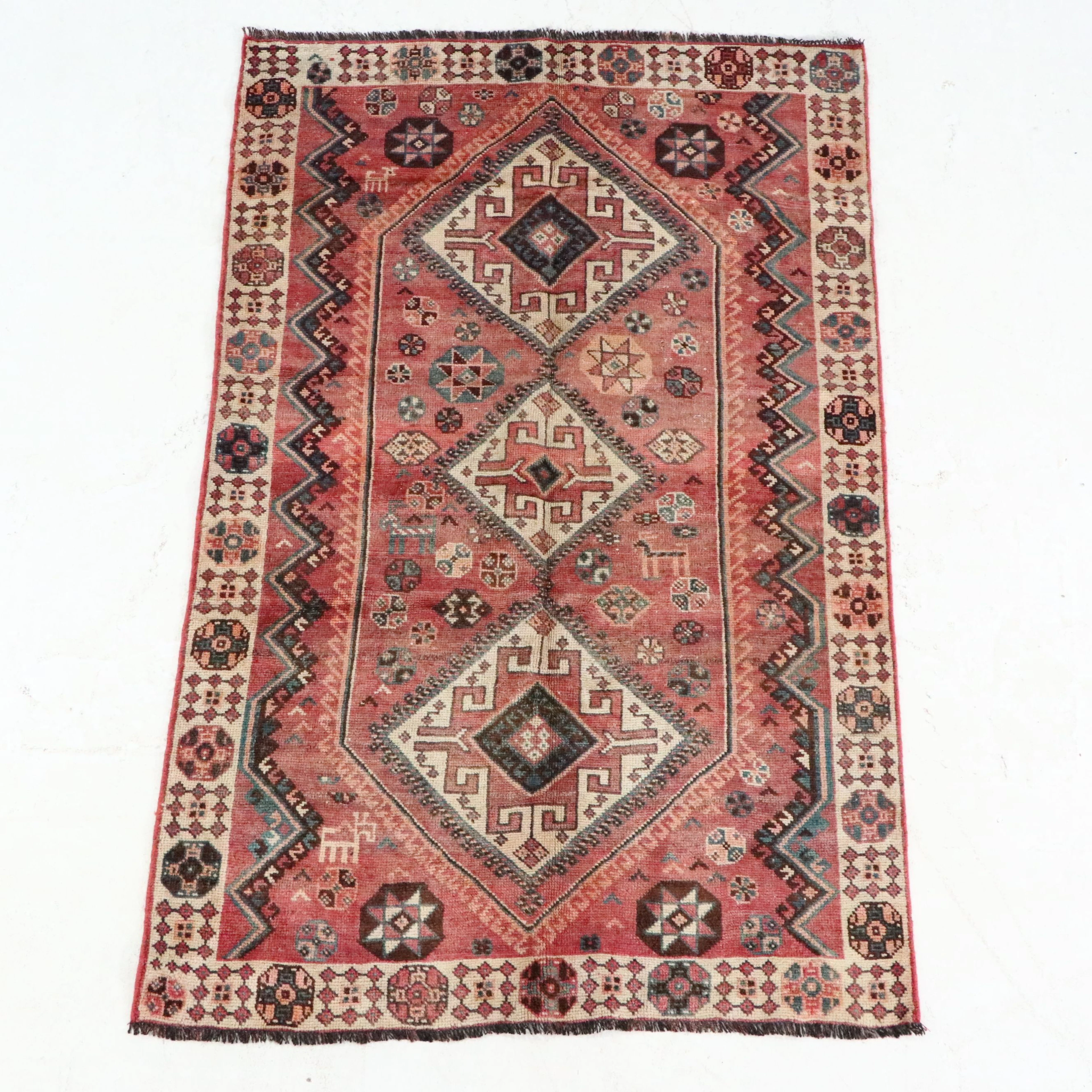 4'10 x 7'9 Hand-Knotted Persian Kurdish Area Rug
