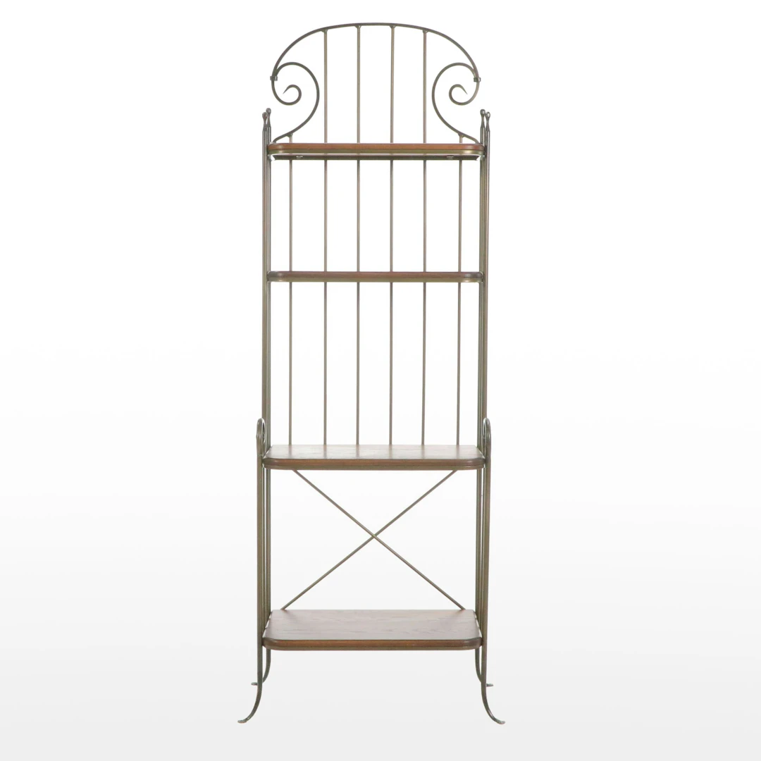 Charleston Forge Victorian Style Wood and Metal Baker's Rack