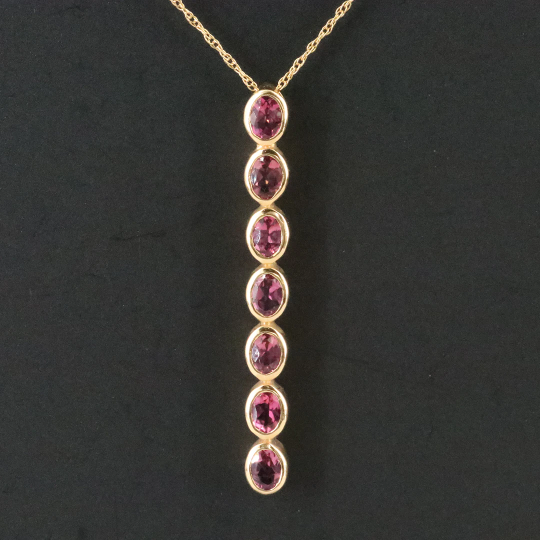 Chromia 18K Pink Tourmaline Bar Drop Pendant Necklace