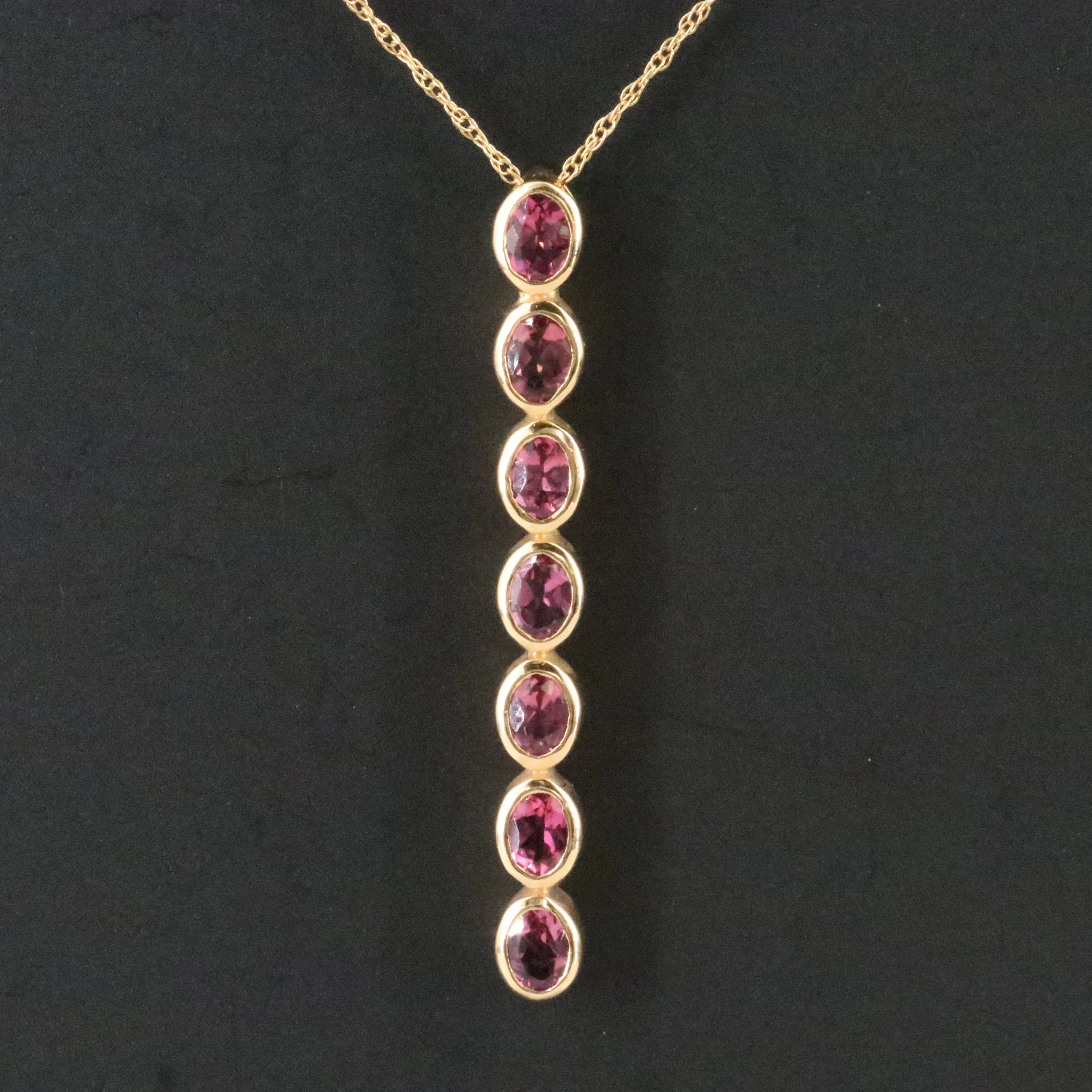 Chromia 18K Pink Tourmaline Bar Drop Pendant Necklace
