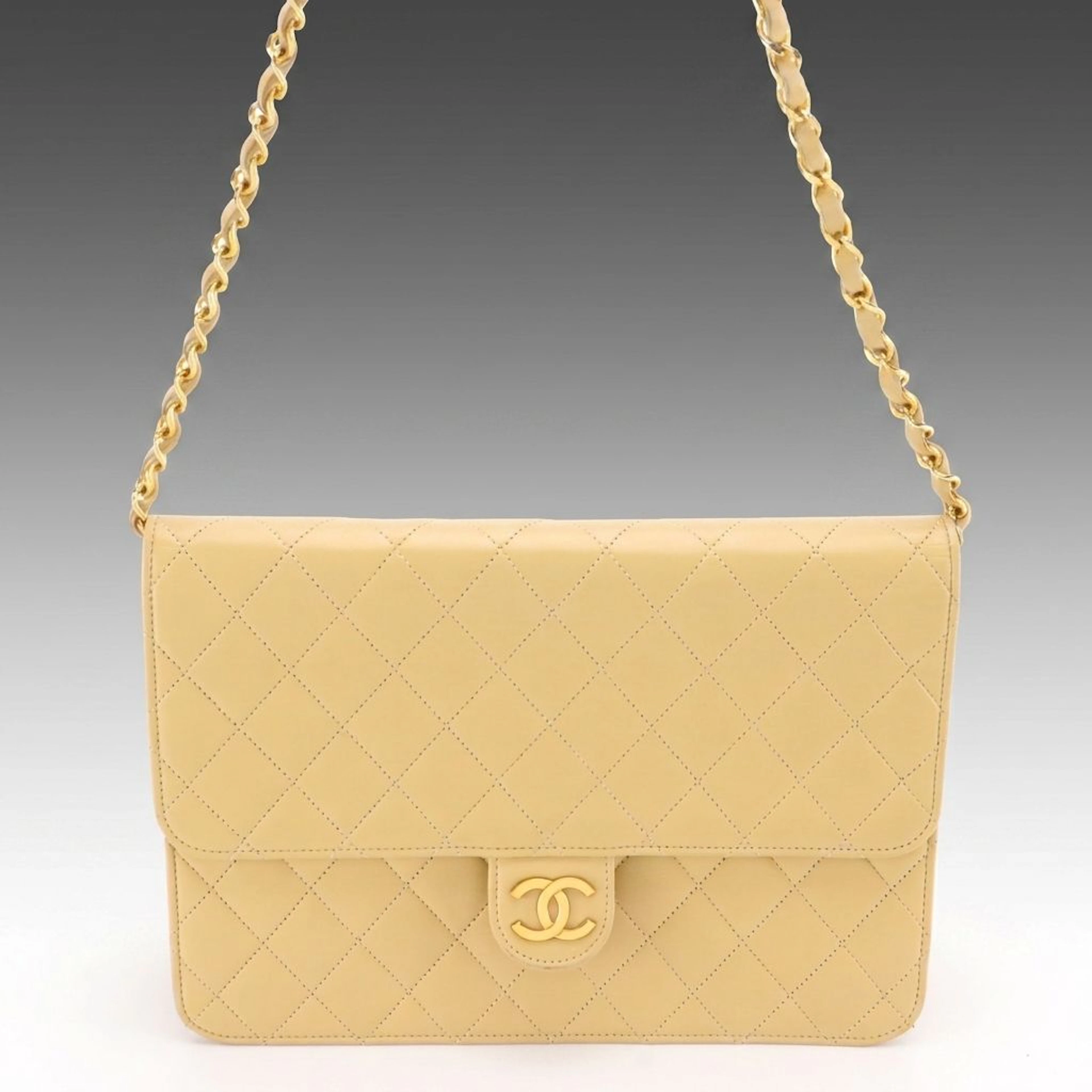 Chanel Flap Chain Shoulder Bag in Neutral Matelassé Leather