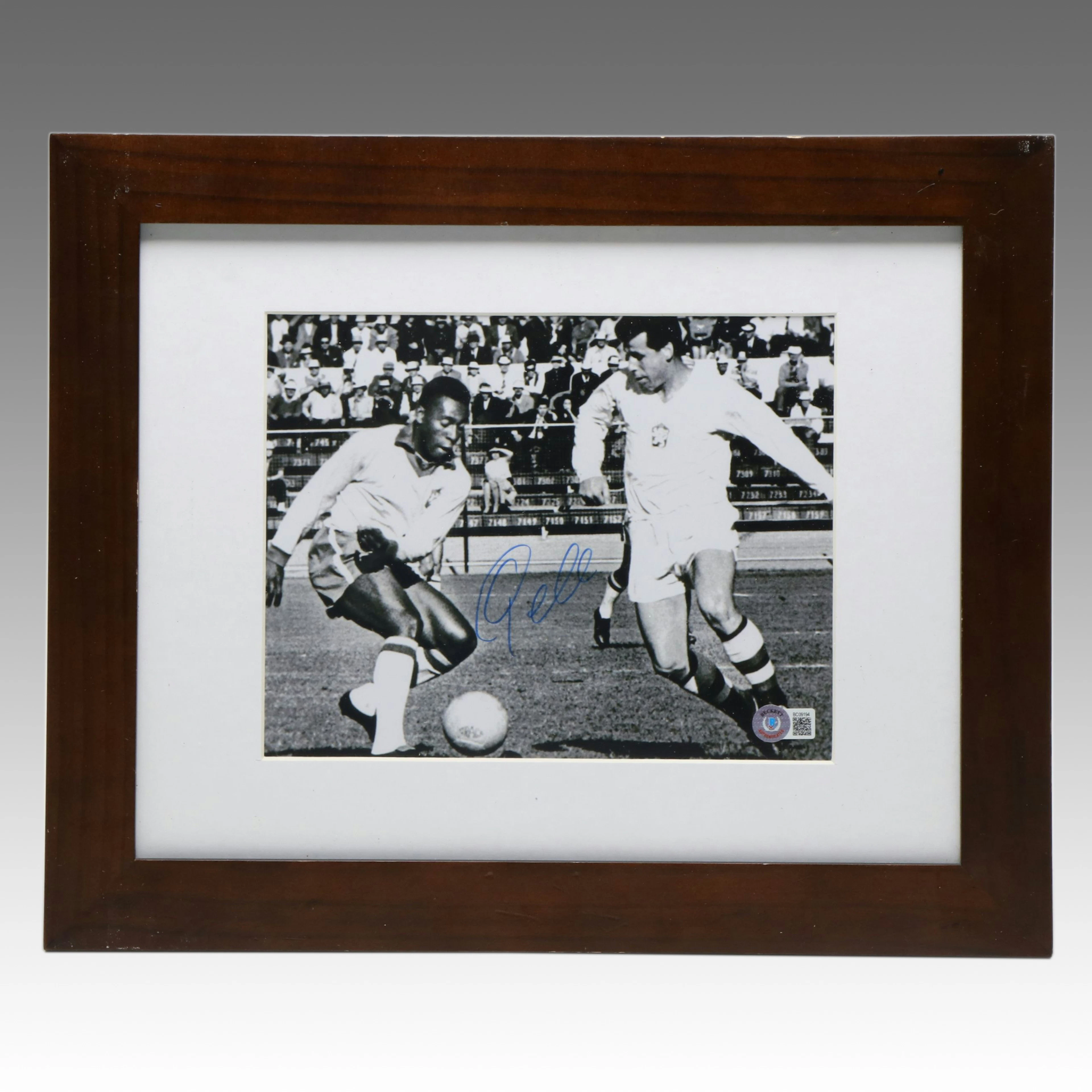 Pelé Signed Soccer Print in Matted Frame, Beckett