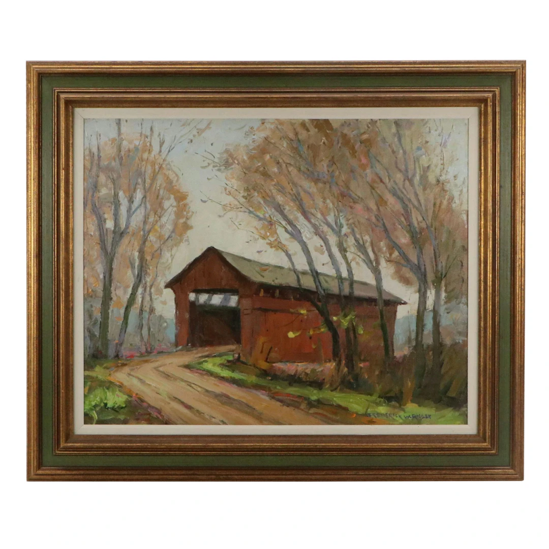 Frederick Wright Landscape Oil Painting "The Old Way," 20th Century