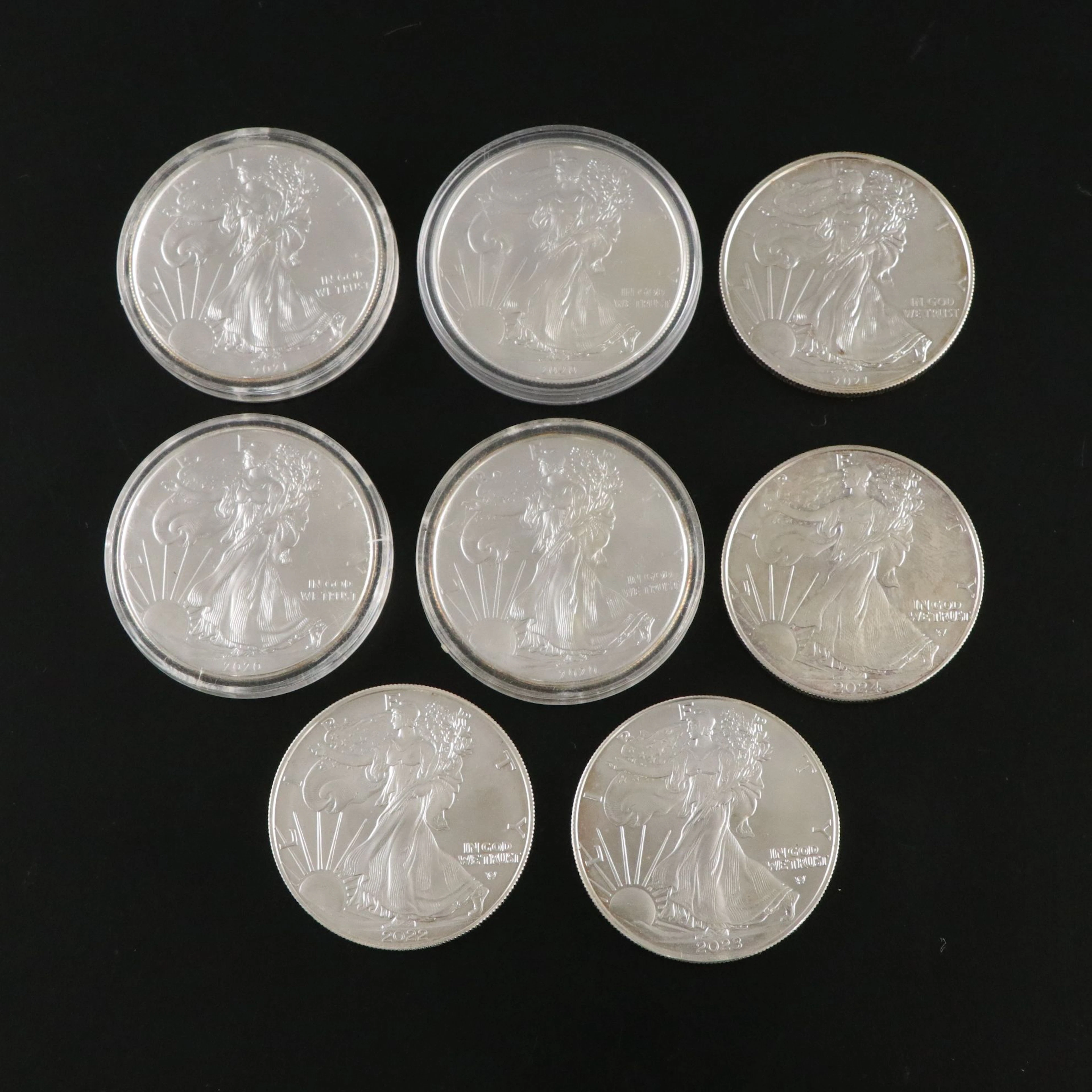 Eight Silver Eagle 1-Oz. Bullion Coins