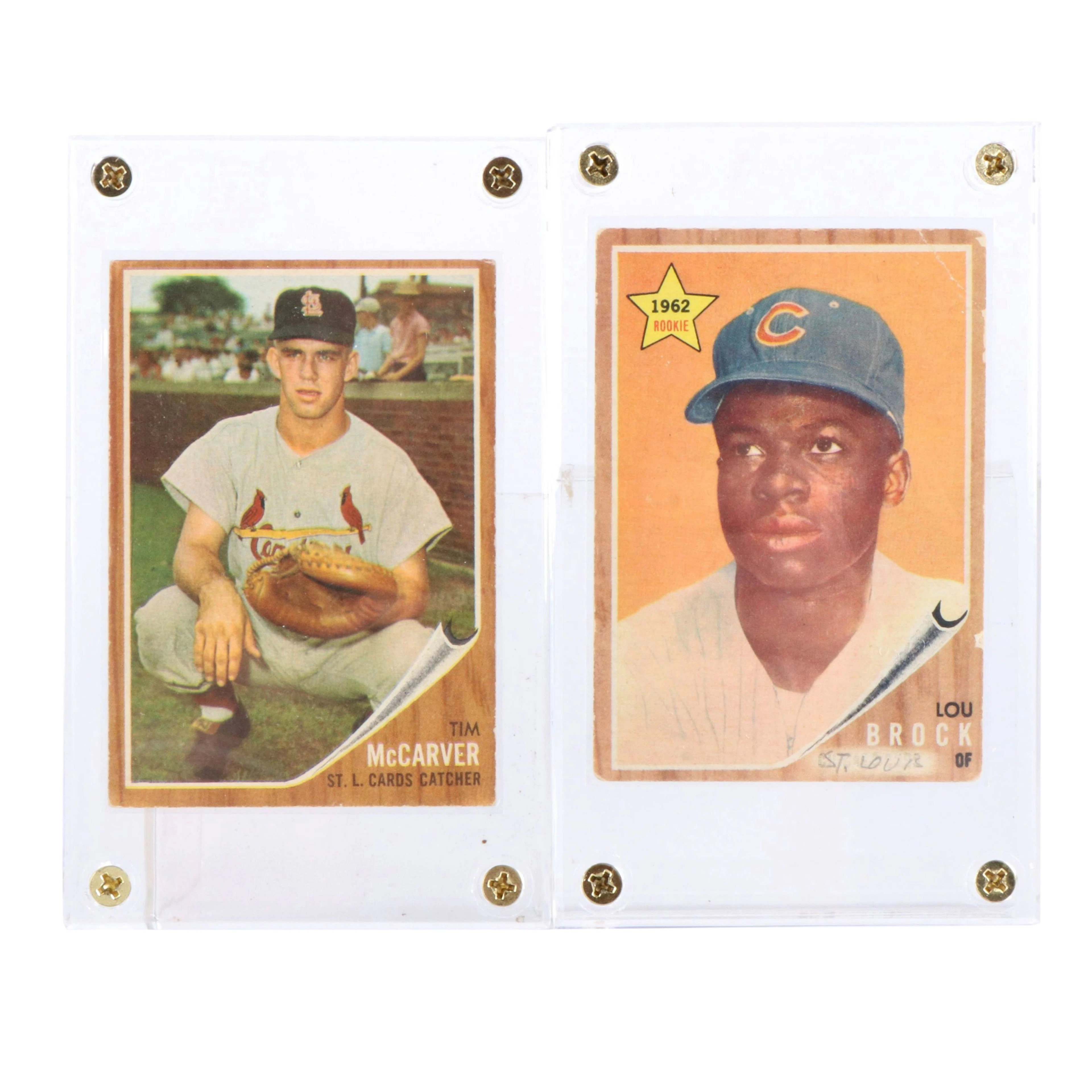 1962 Topps Lou Brock and Tim McCarver Rookie Baseball Cards