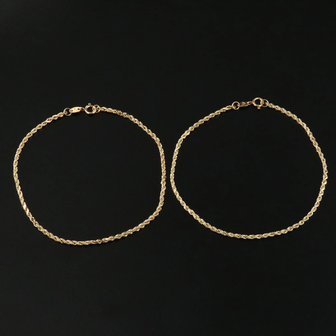 10K Rope Chain Bracelets