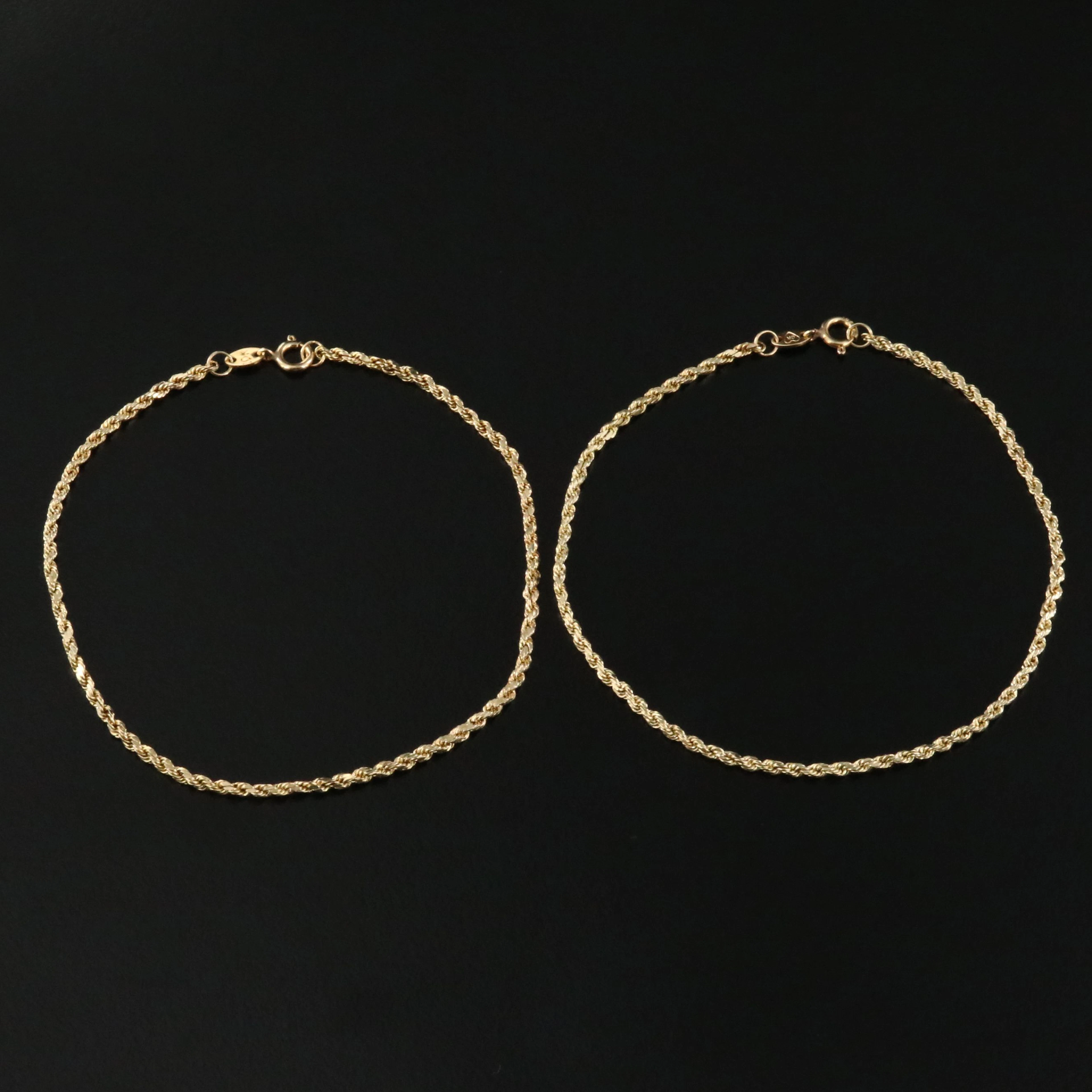 10K Rope Chain Bracelets