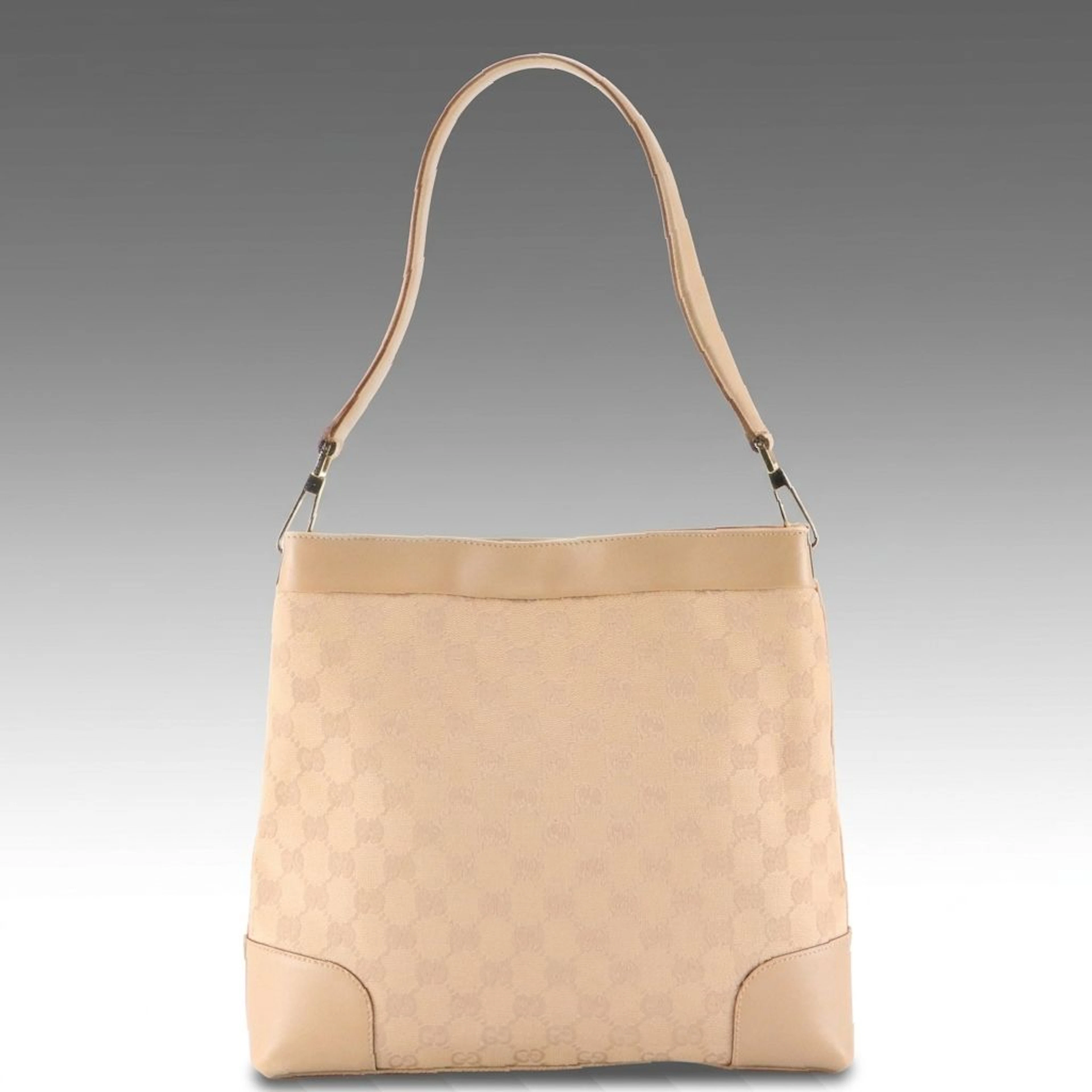 Gucci Hobo Tote Bag in Beige GG Canvas and Leather