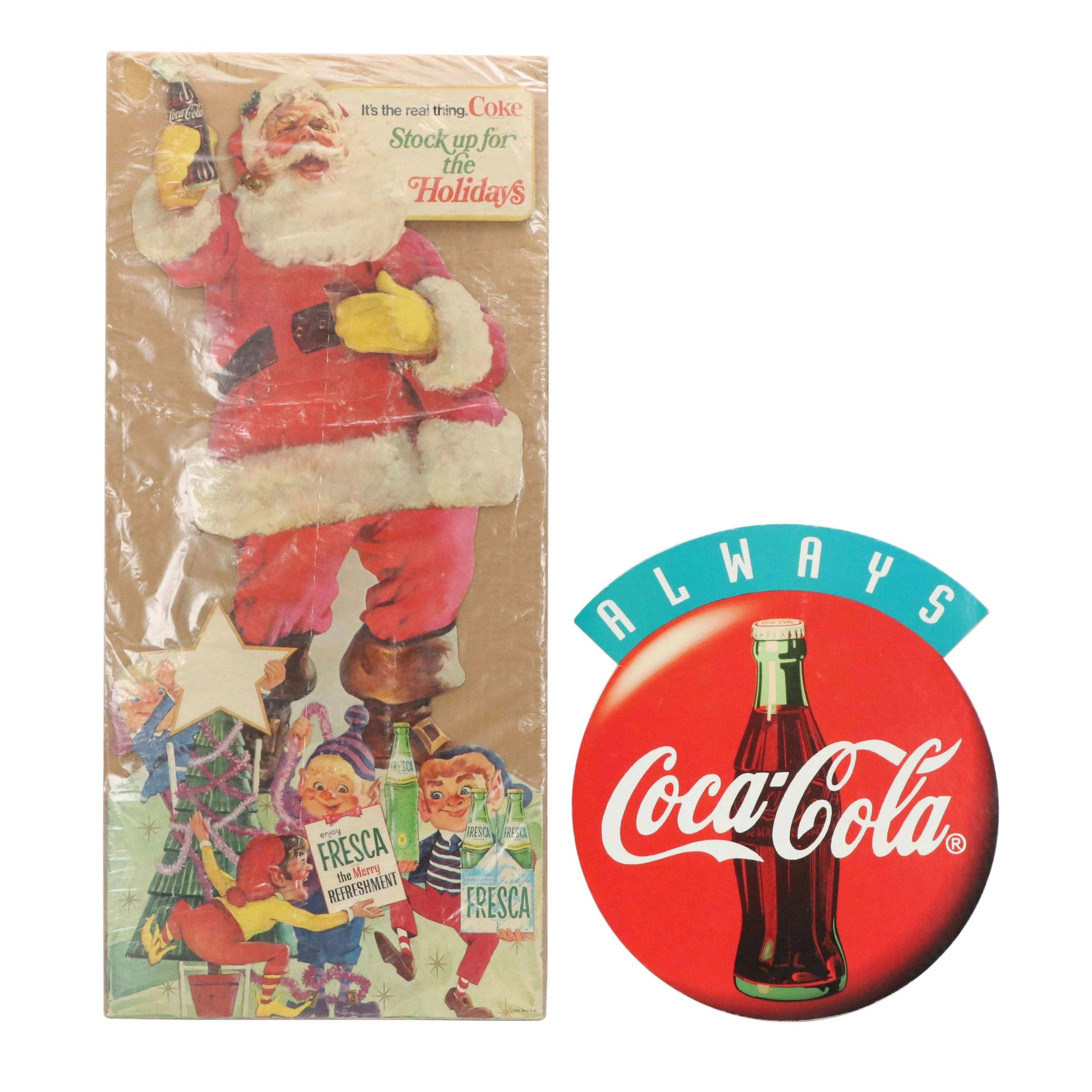 Coca-Cola and Fresca Santa Claus Display Sign and "Always Coca-Cola" Sign