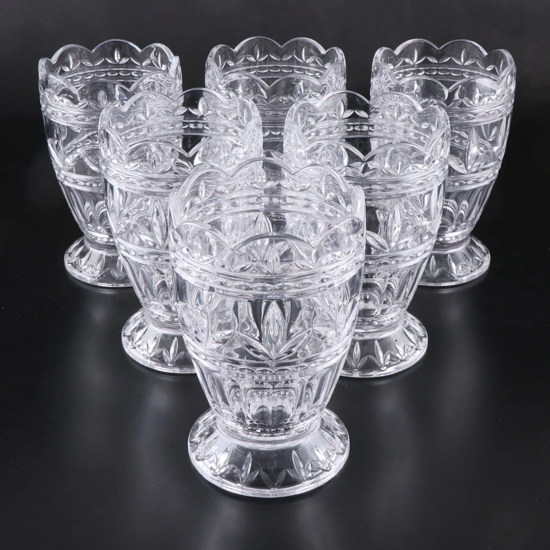 Scallop Edge Crystal Footed Vases