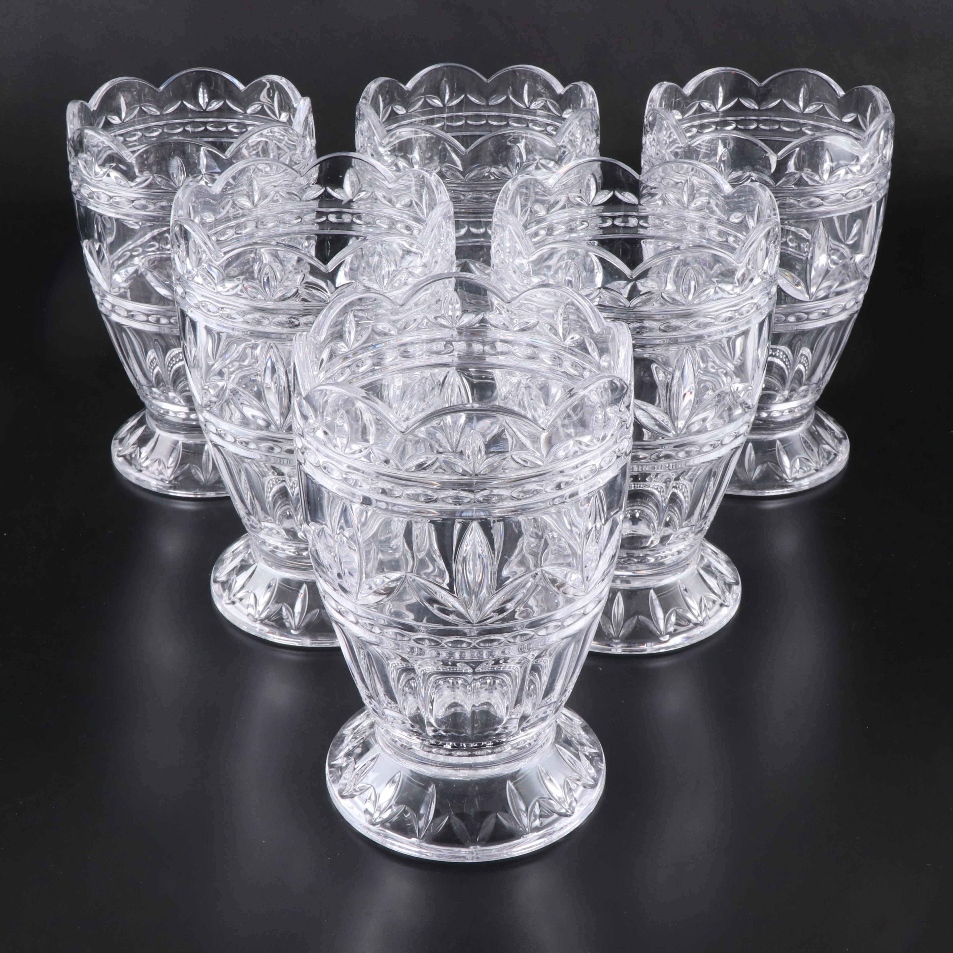 Scallop Edge Crystal Footed Vases