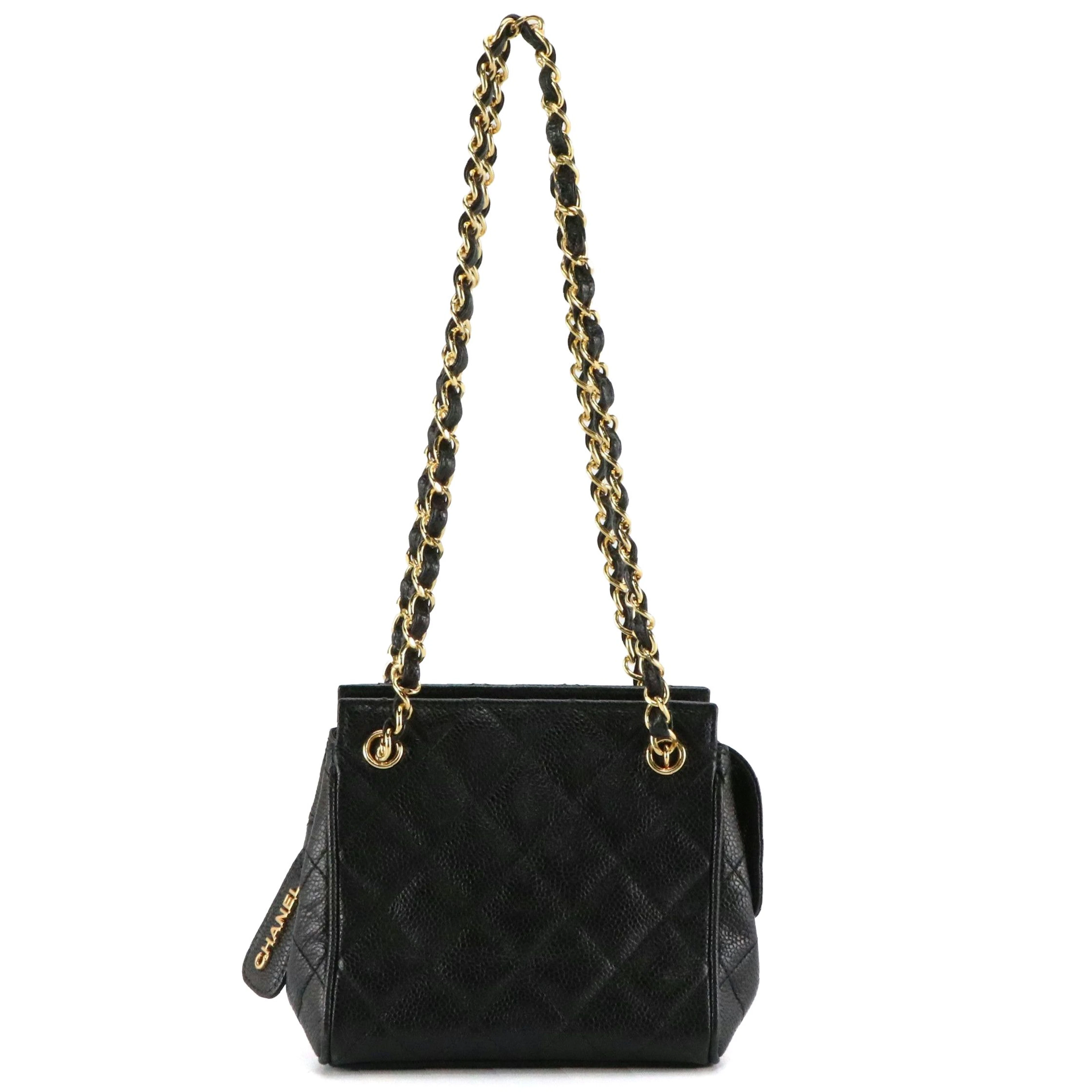 Chanel Black Quilted Caviar Leather Petite Timeless Tote Bag