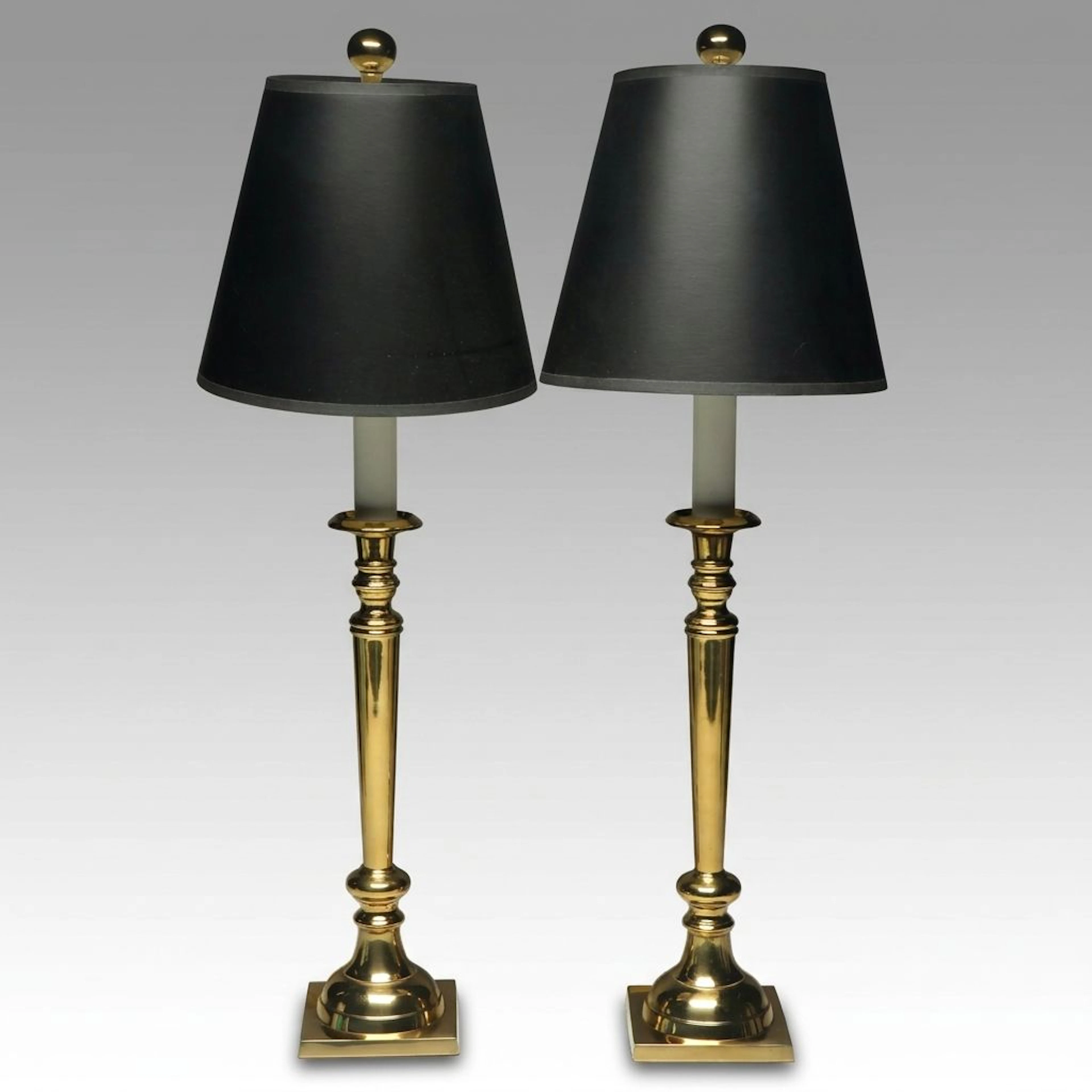 Brass Candlestick Console Lamps