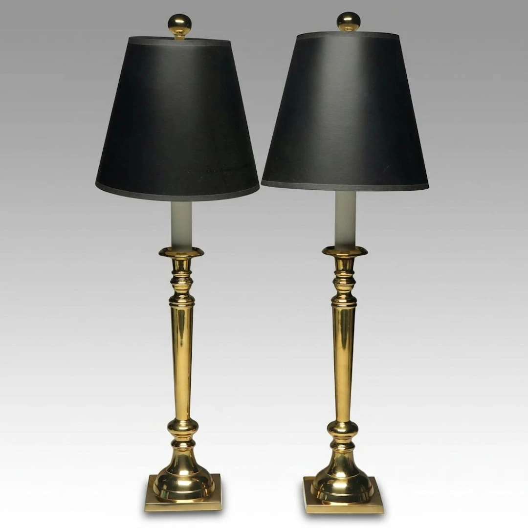 Brass Candlestick Console Lamps