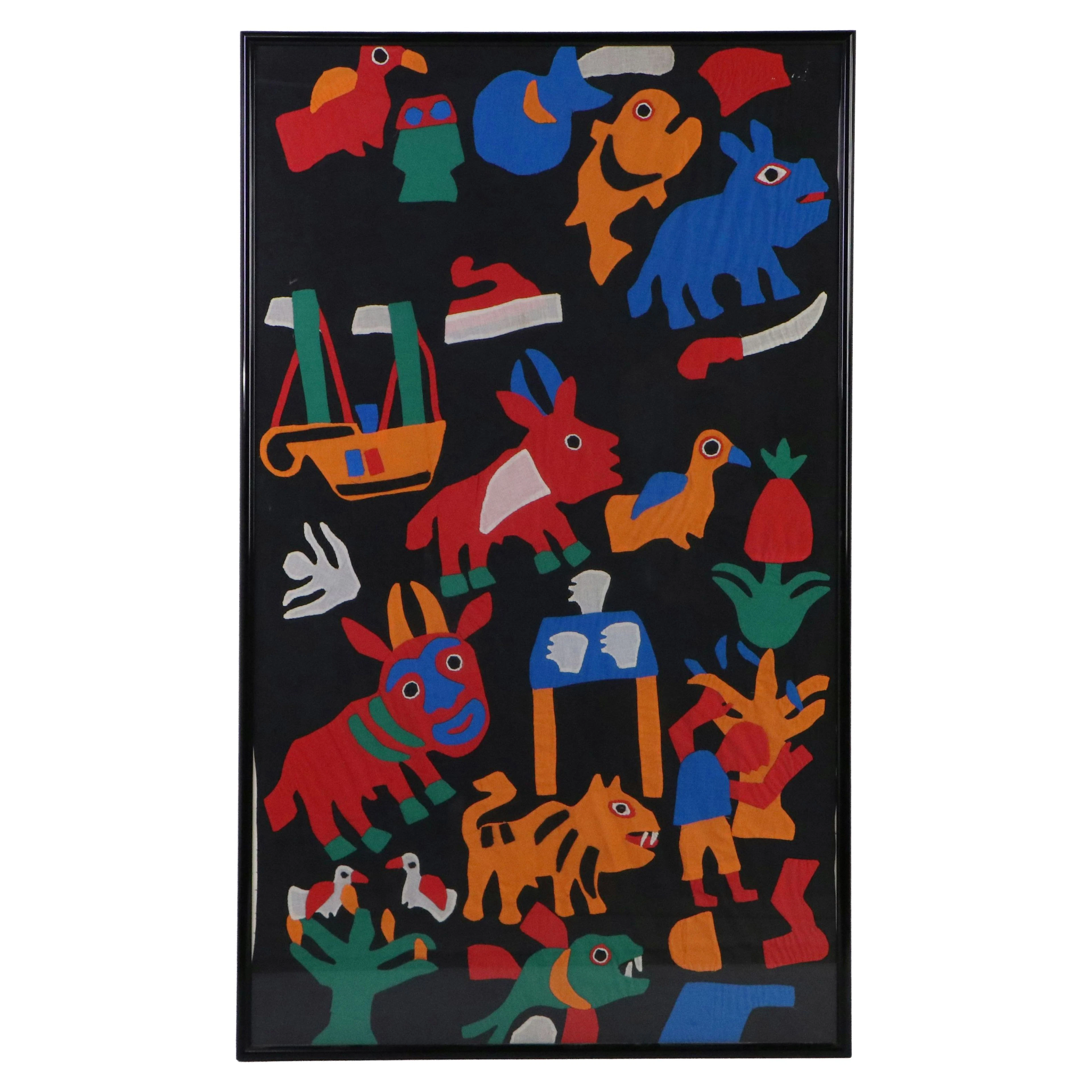 Large-Scale West African School Fon Folk Art Appliqué Tapestry