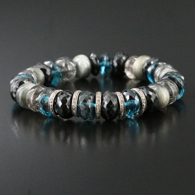 Sheryl Lowe Bracelet Featuring Blue Topaz, Tourmalinated Quartz and Diamonds