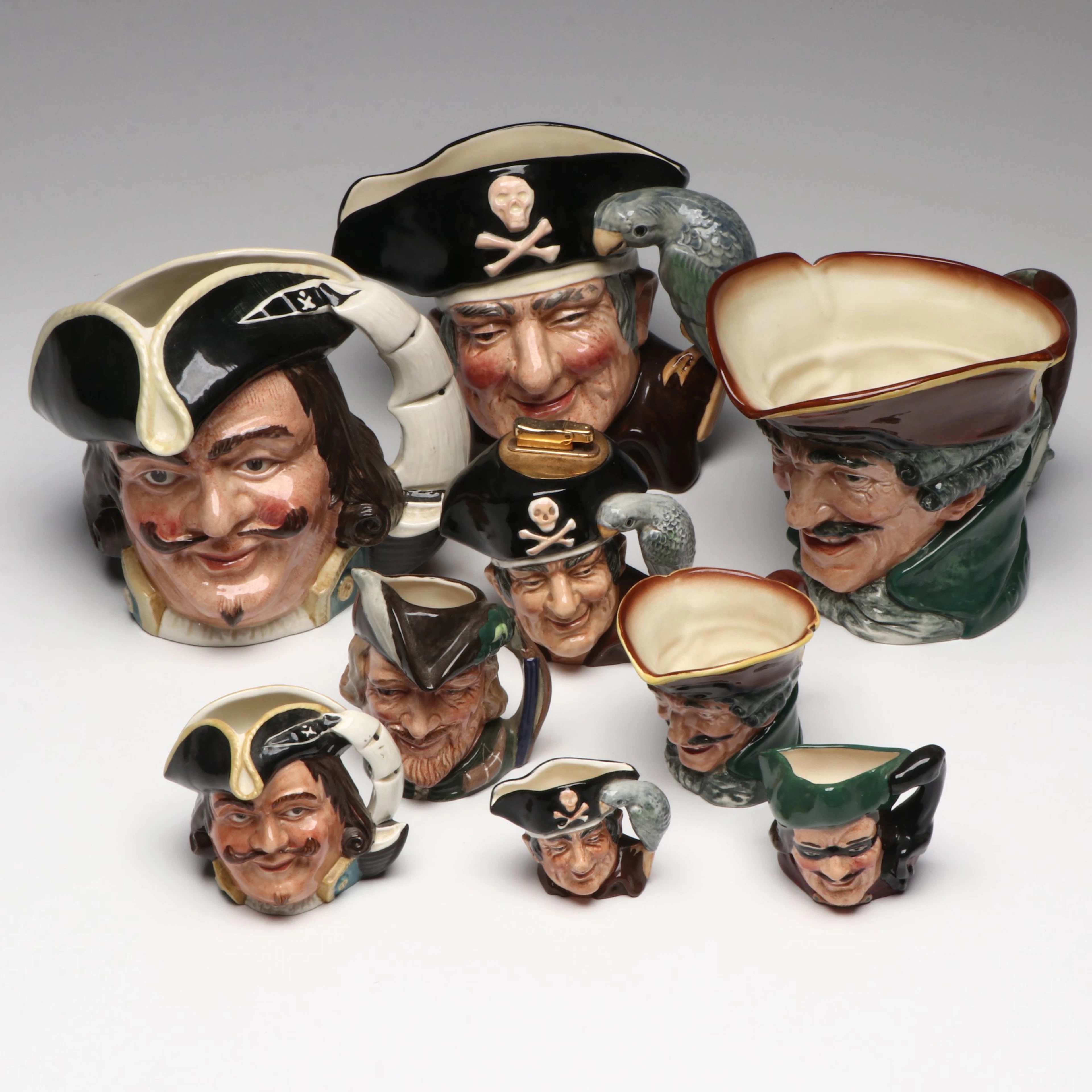 Royal Doulton "Captain Morgan" with More Toby Jugs and Table Lighter