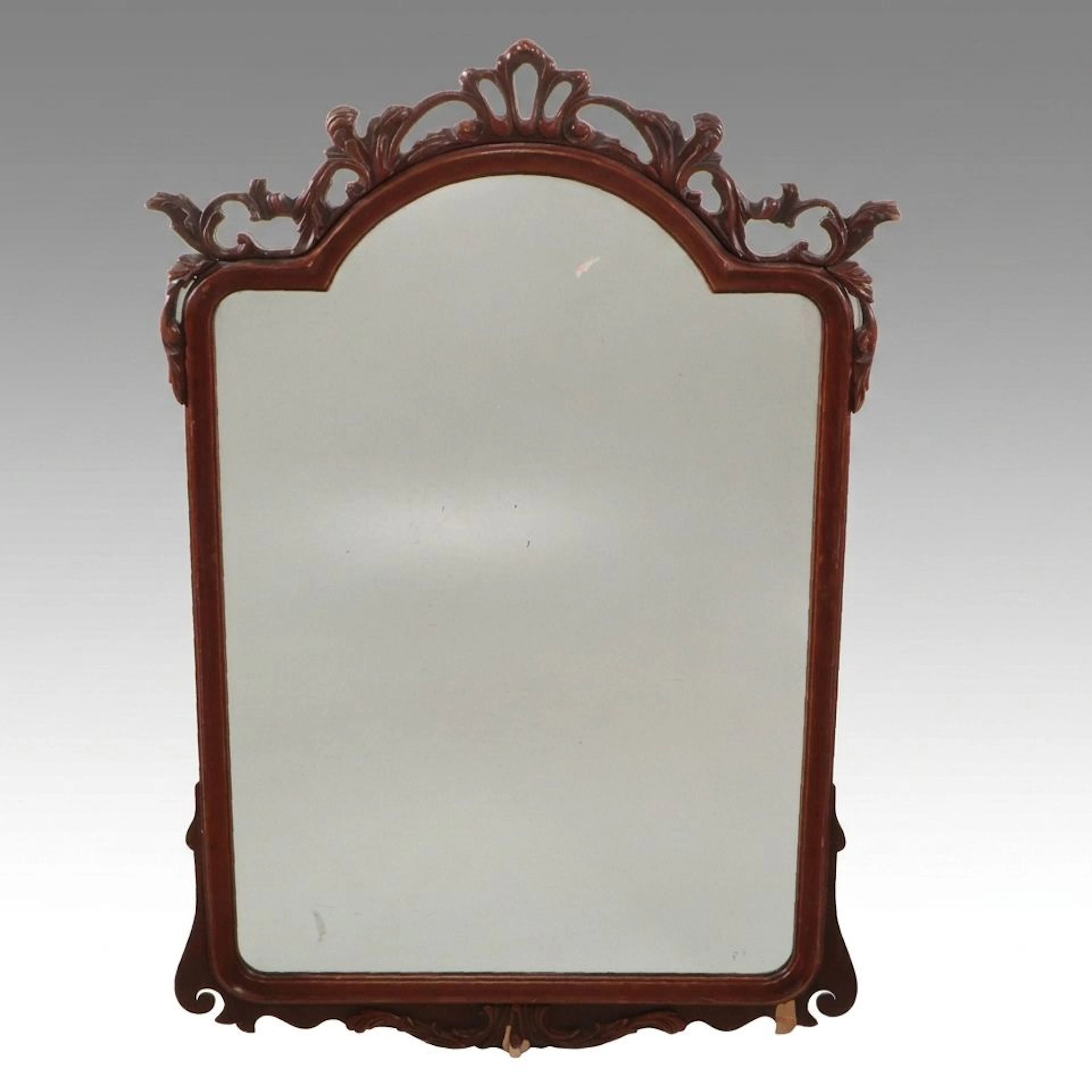 Chippendale Style Carved Mahogany Finish Wall Mirror, 20th Century