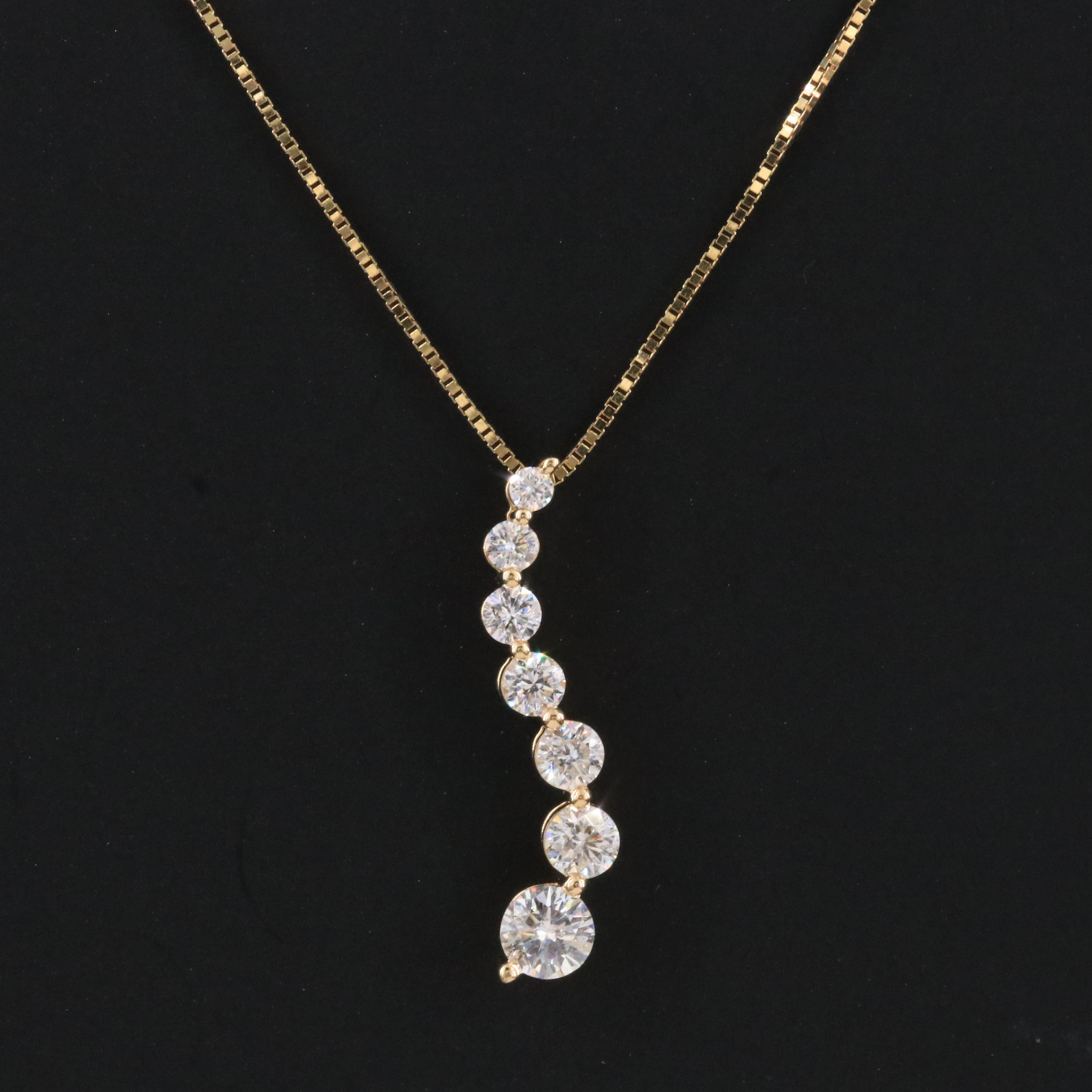 14K 0.99 CTW Diamond Graduated Journey Pendant Necklace