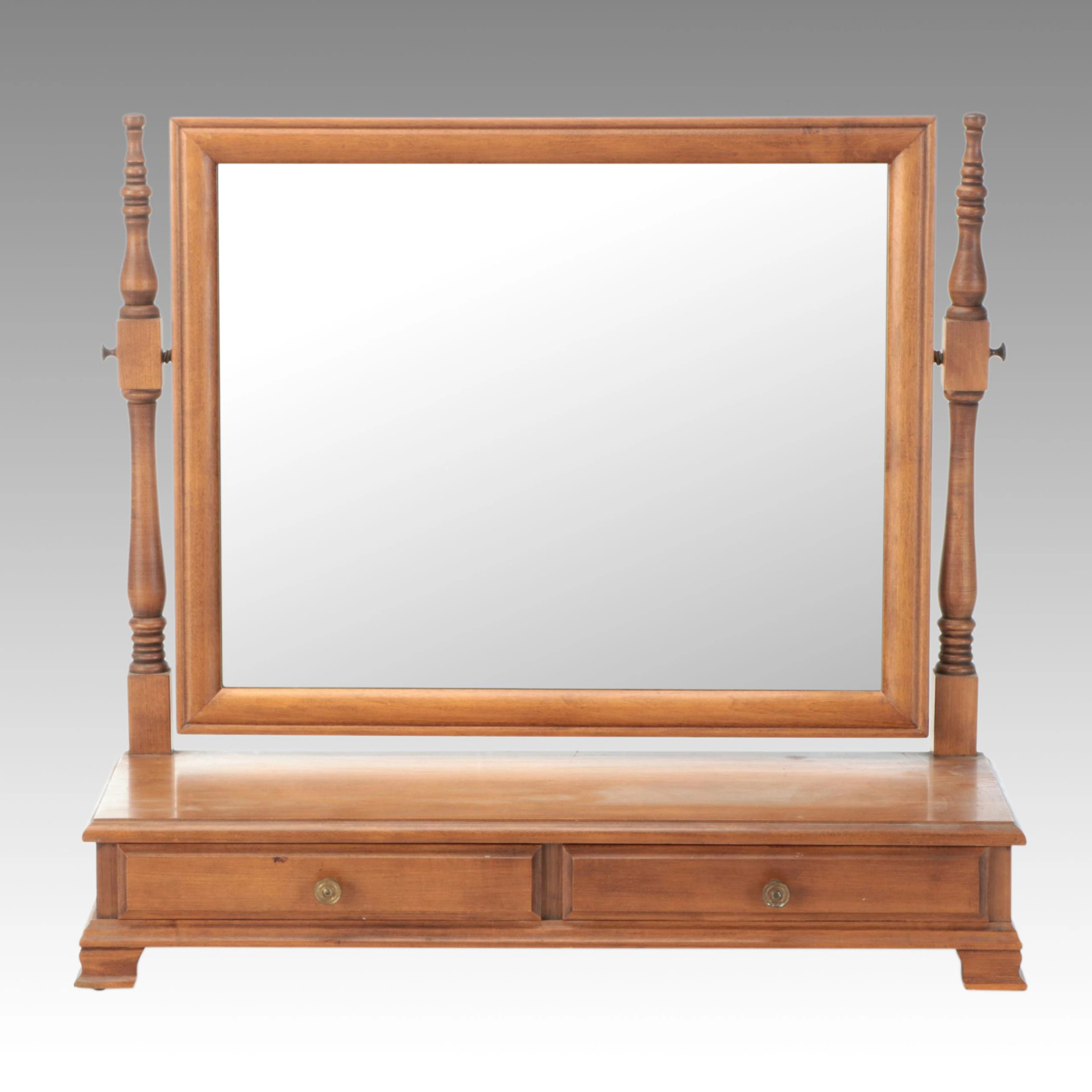Colonial Revival Maple Shaving Mirror with Drawers
