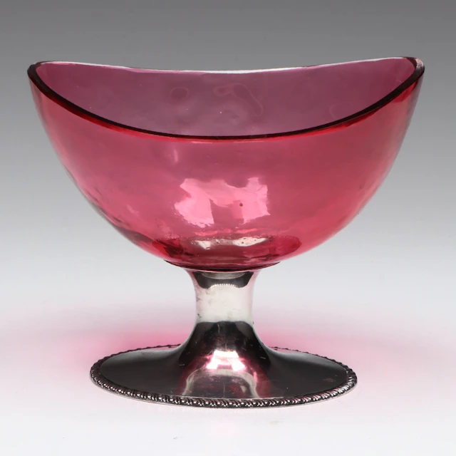 C. S. Harris & Sons Sterling Silver and Cranberry Glass Bowl, 1926