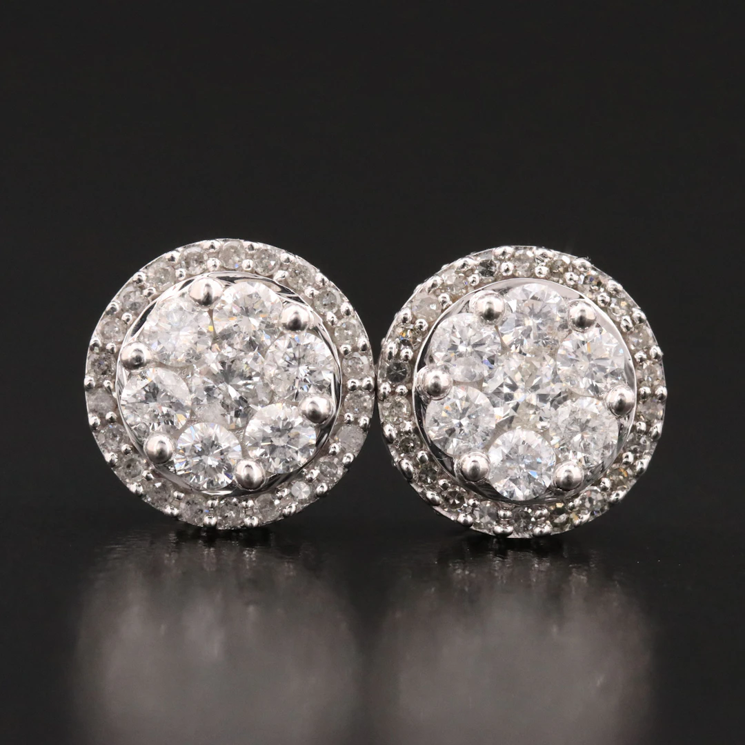 10K 2.00 CTW Diamond Stud Earrings