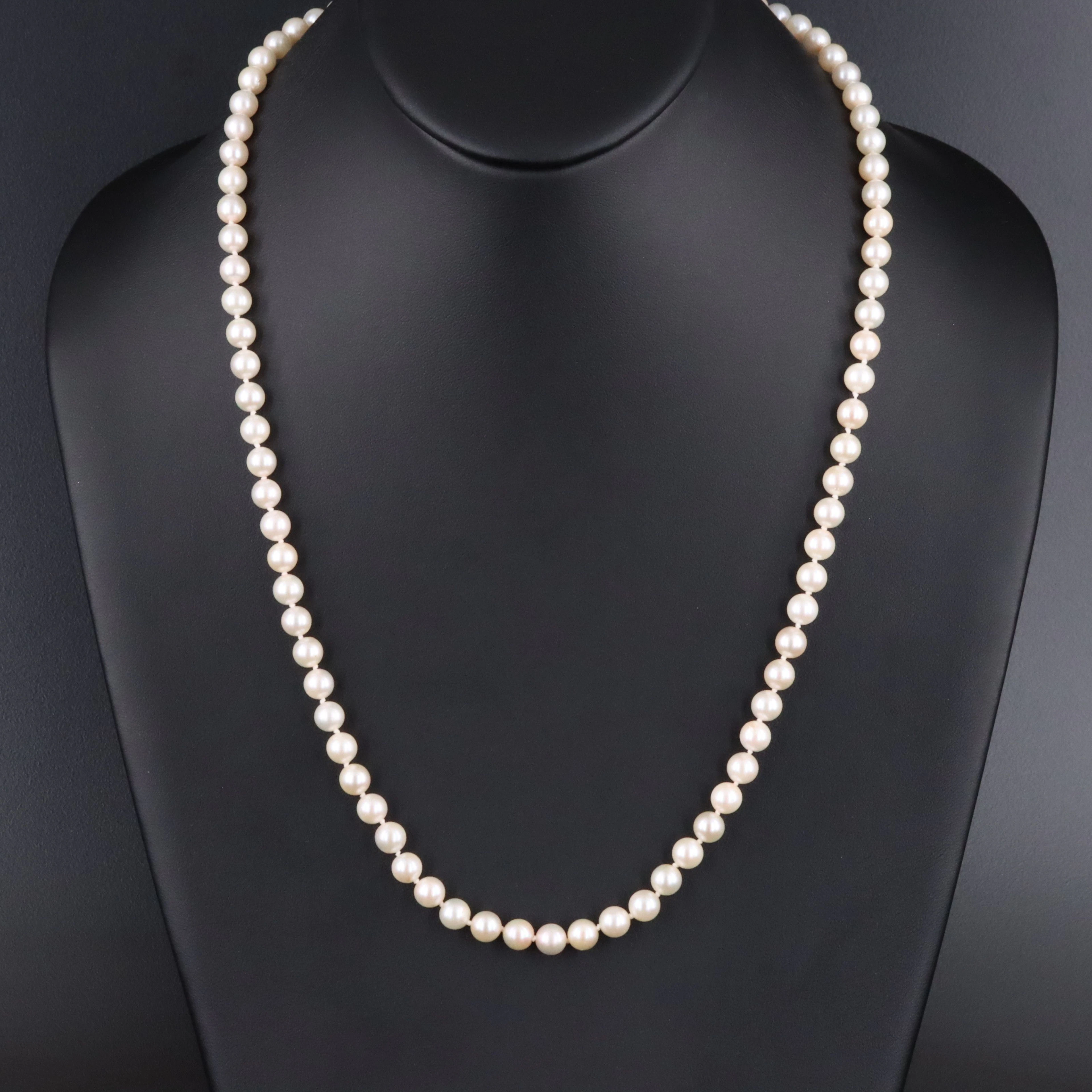 Pearl Matinee Length Necklace with a 14K Clasp