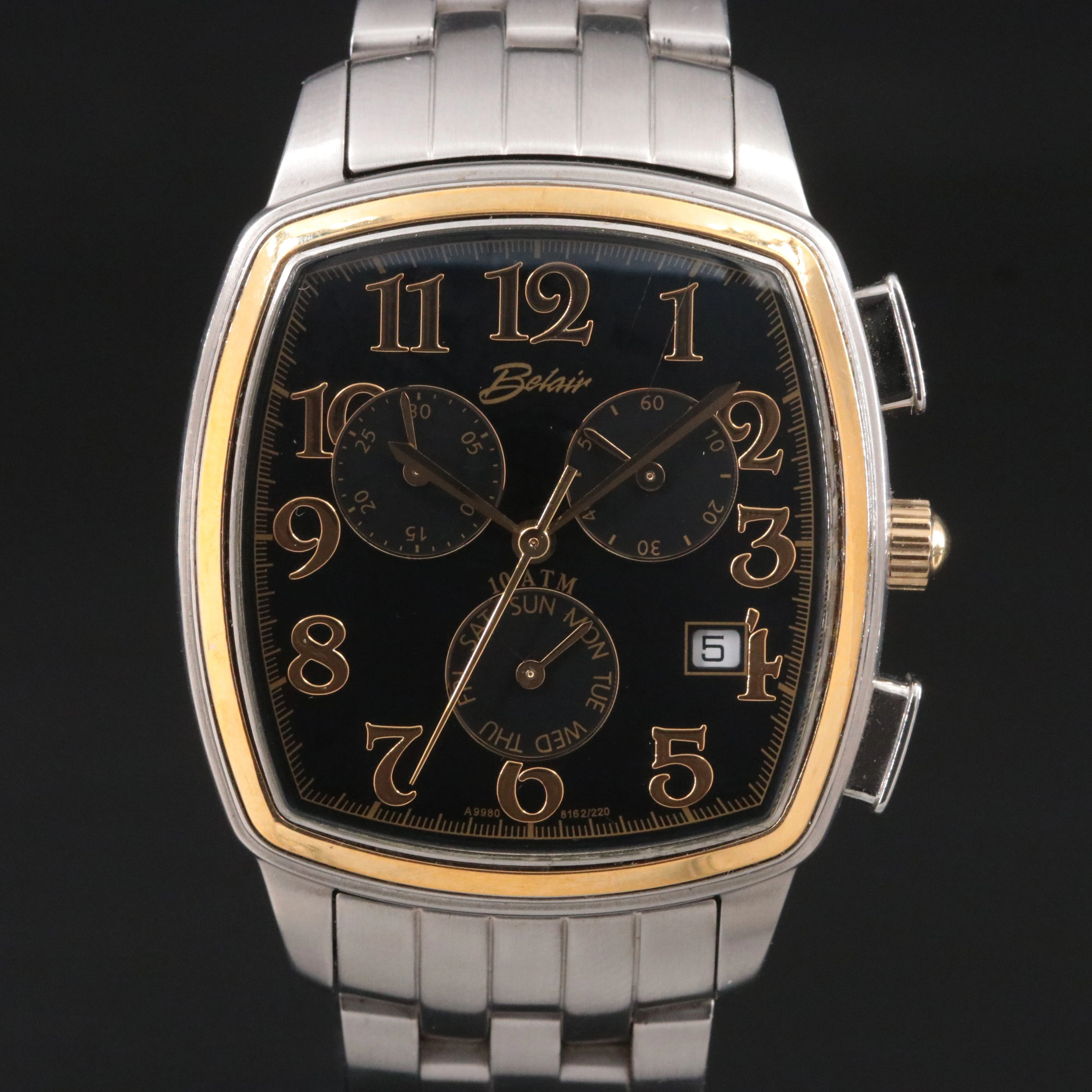 Belair Swiss Chronograph Stainless Steel and Gold-Tone Quartz Watch #A9980