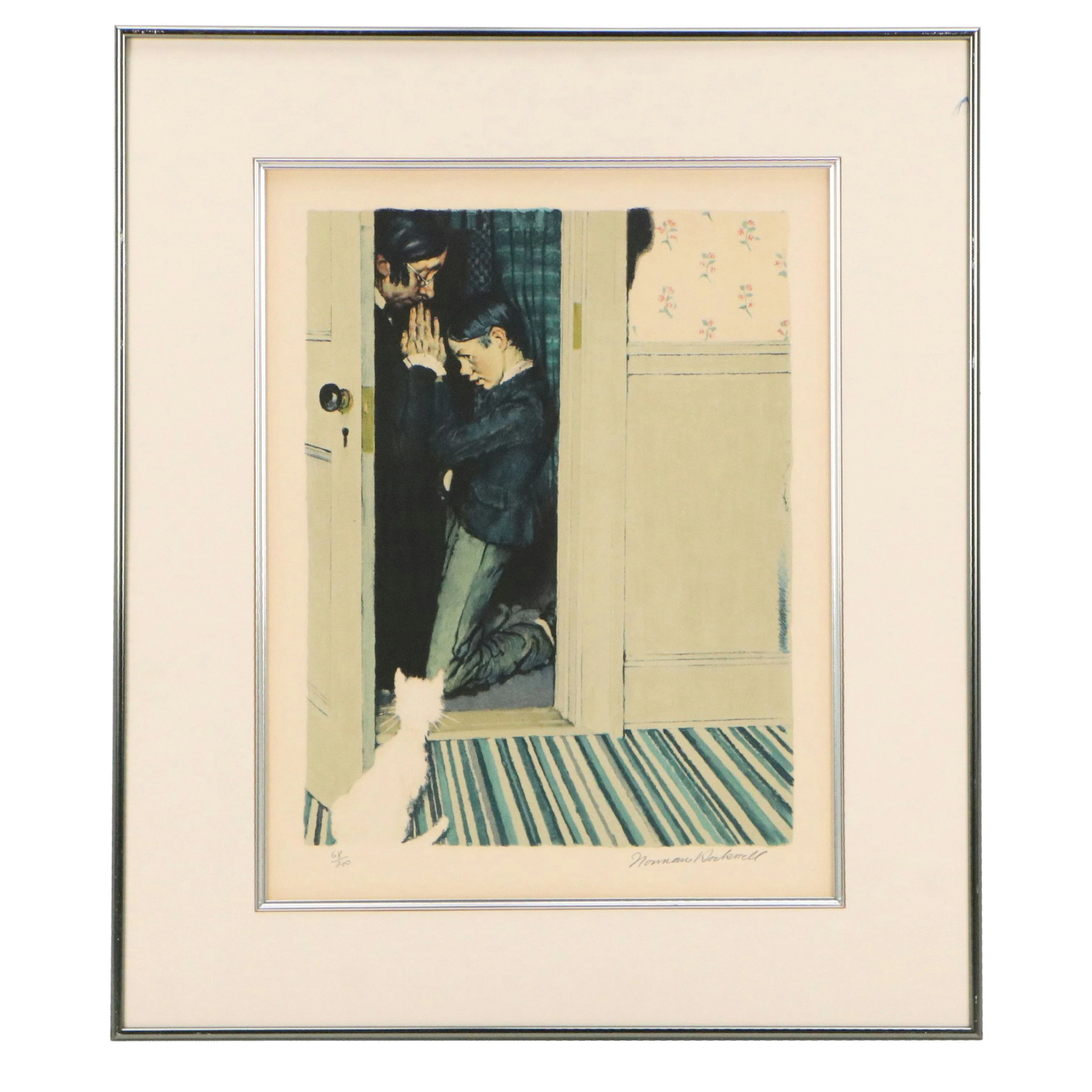 Norman Rockwell Lithograph "Then Miss Watson Took Me In The Closet and Prayed"