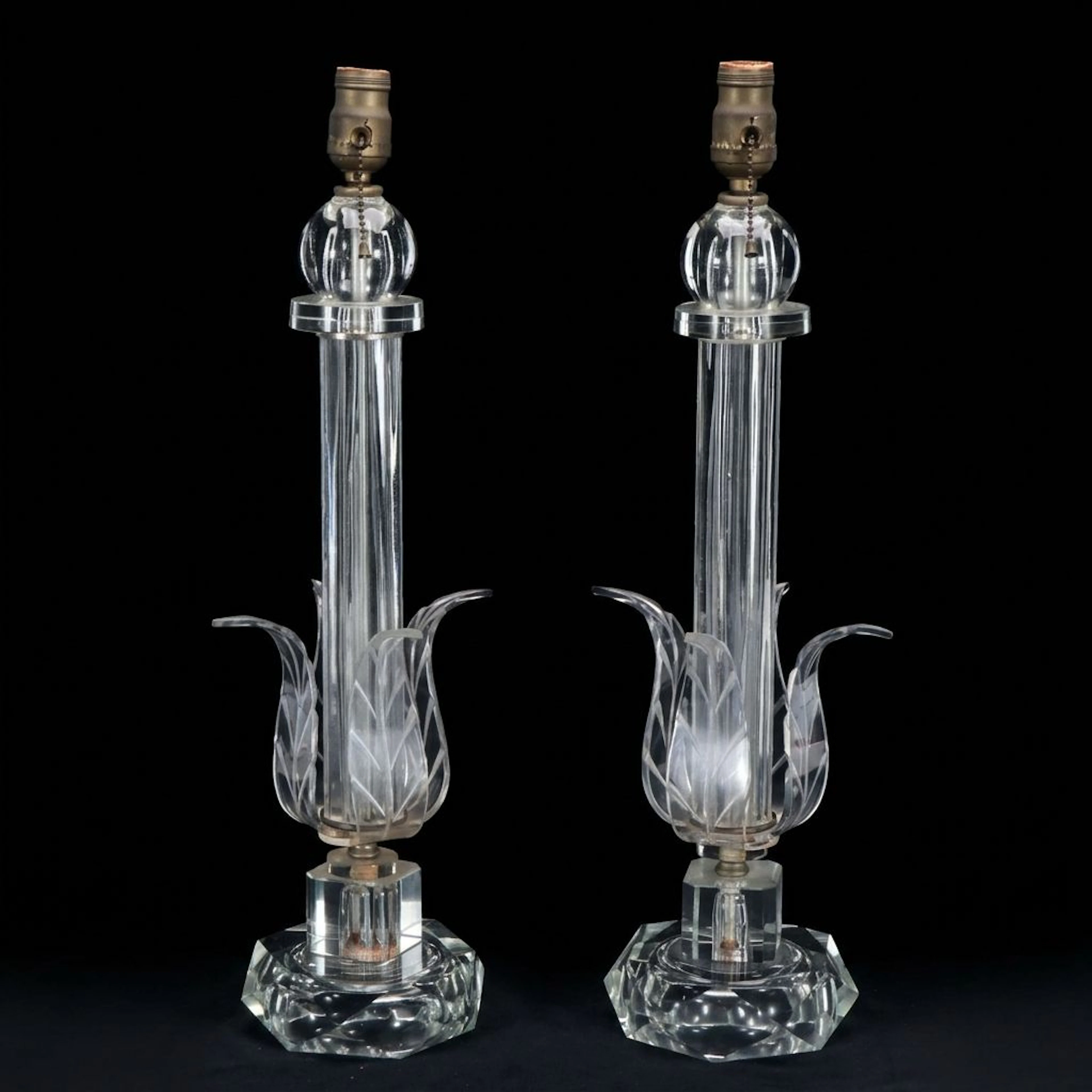 Hollywood Regency Style Crystal Table Lamps