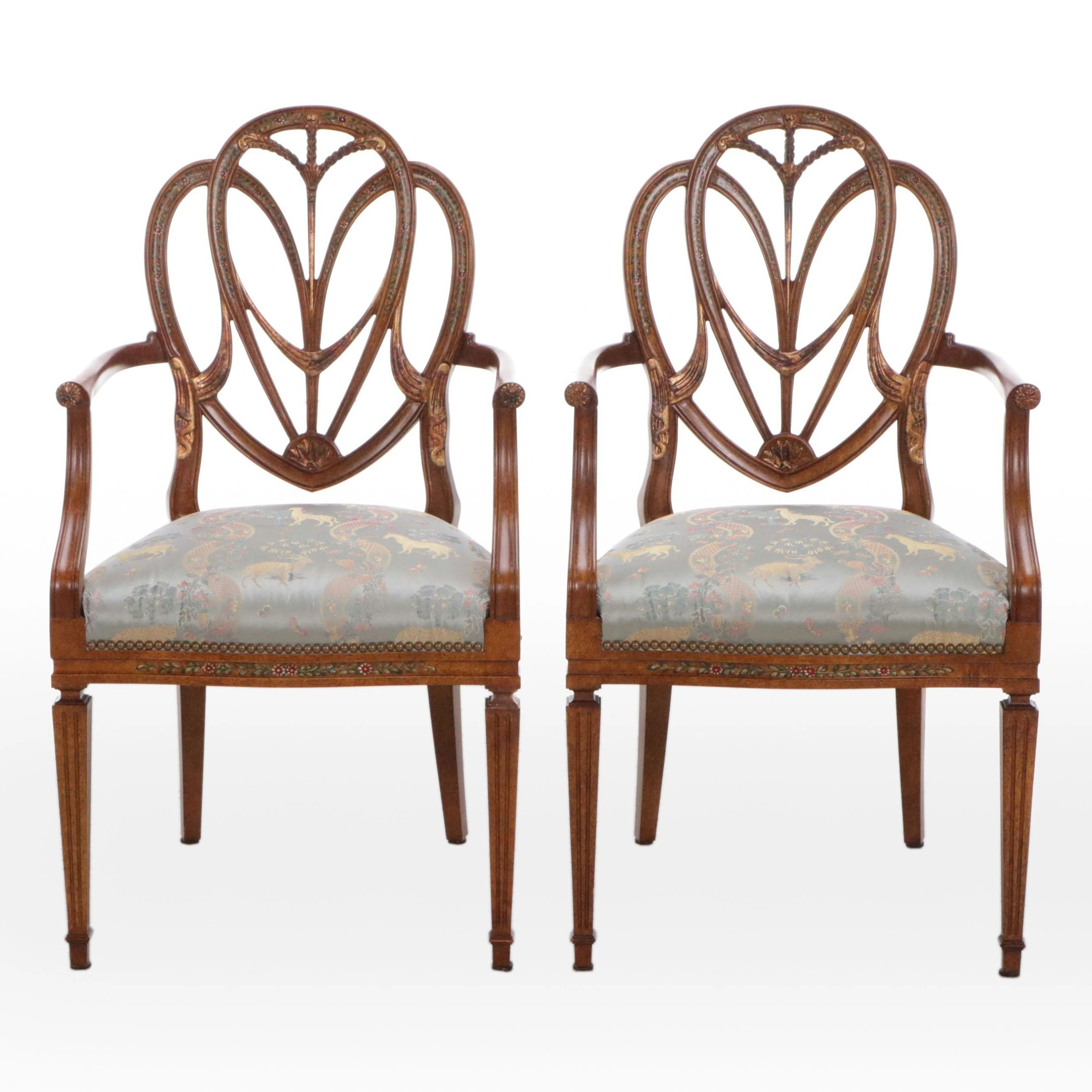Pair of Sherrill Furniture Hepplewhite Style Armchairs