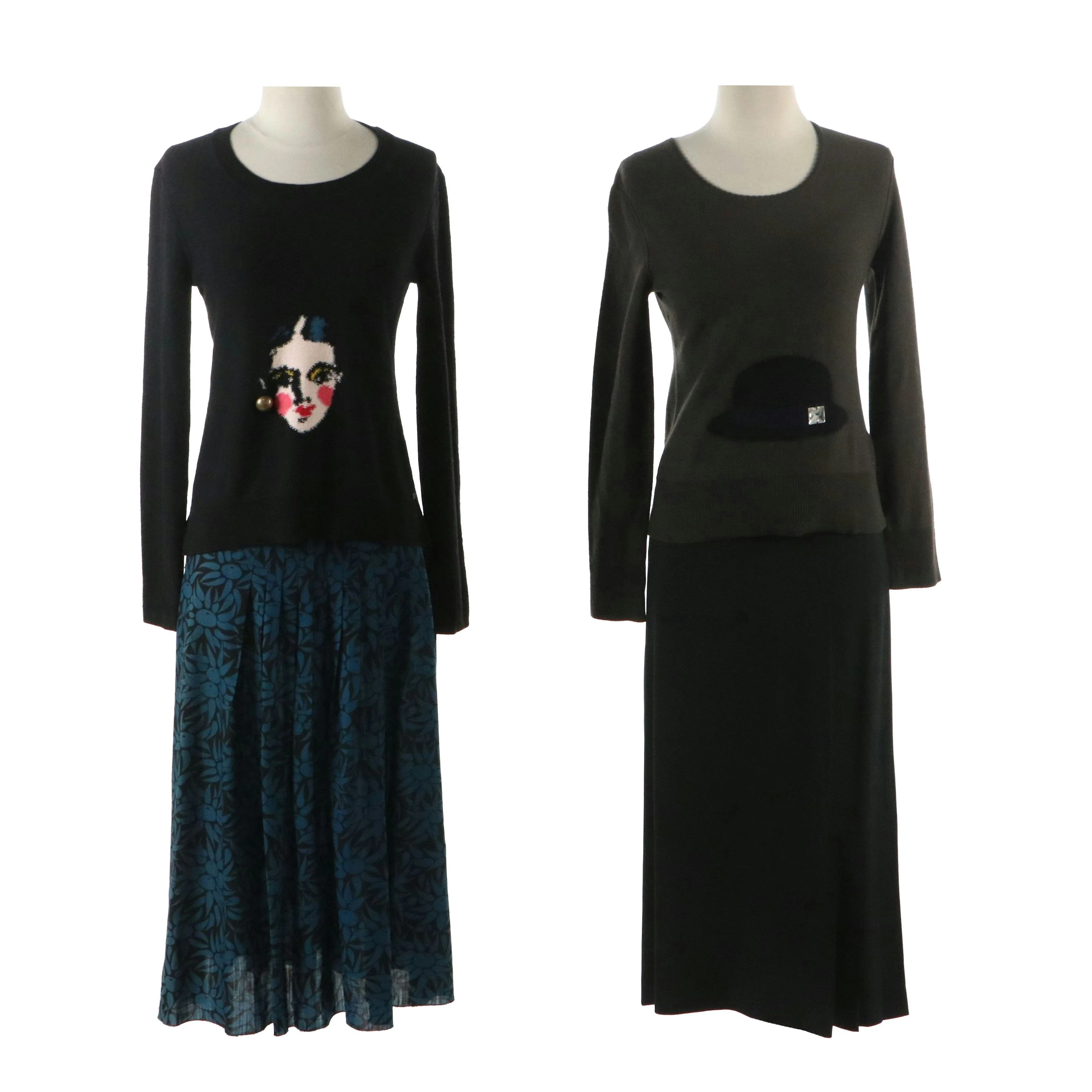 Vintage Sonia Rykiel Wool/Cashmere Blend Sweaters W/ Black & Printed