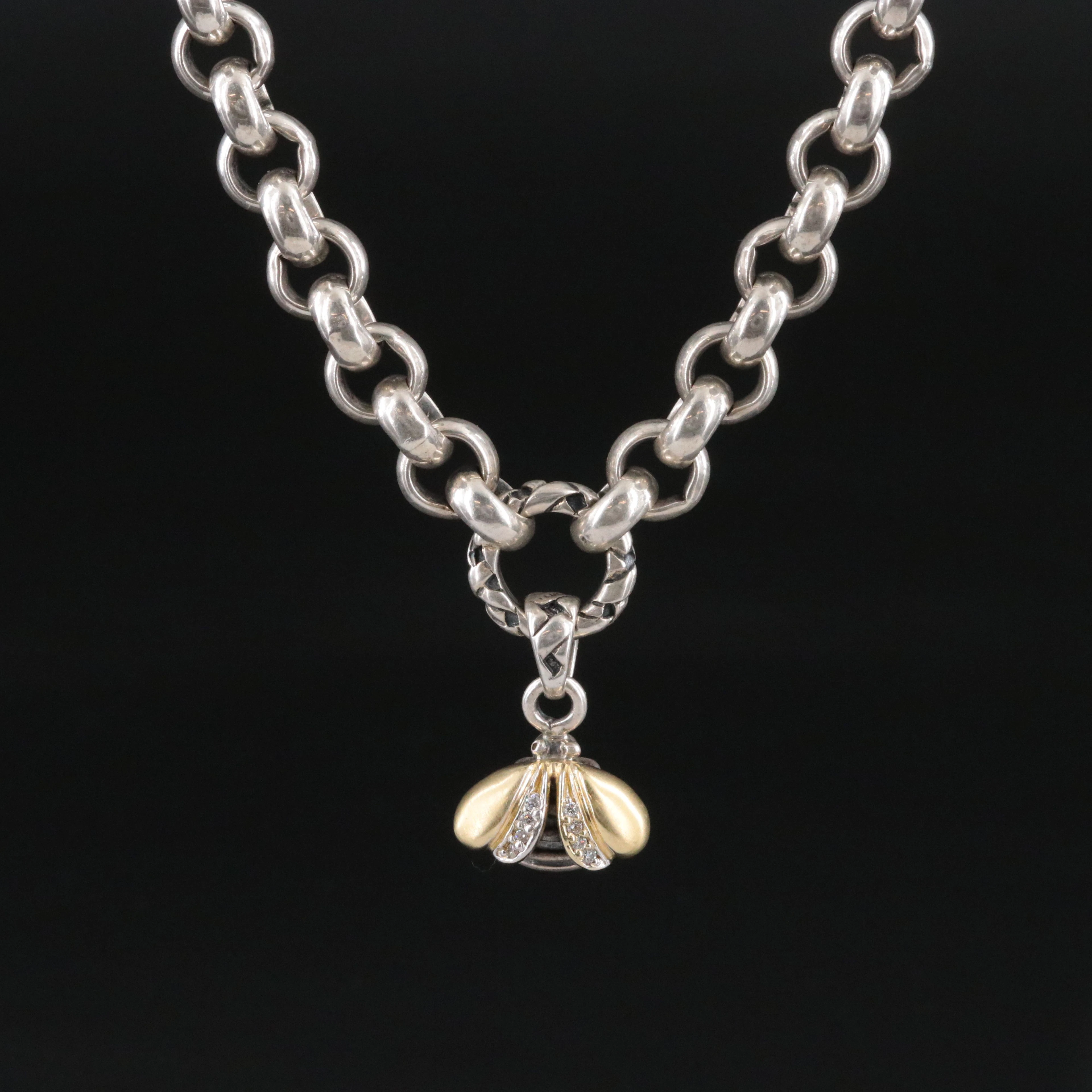 Saint by Sarah Jane Devora Sterling, 18K and Diamond Wish Bumble Bee Necklace