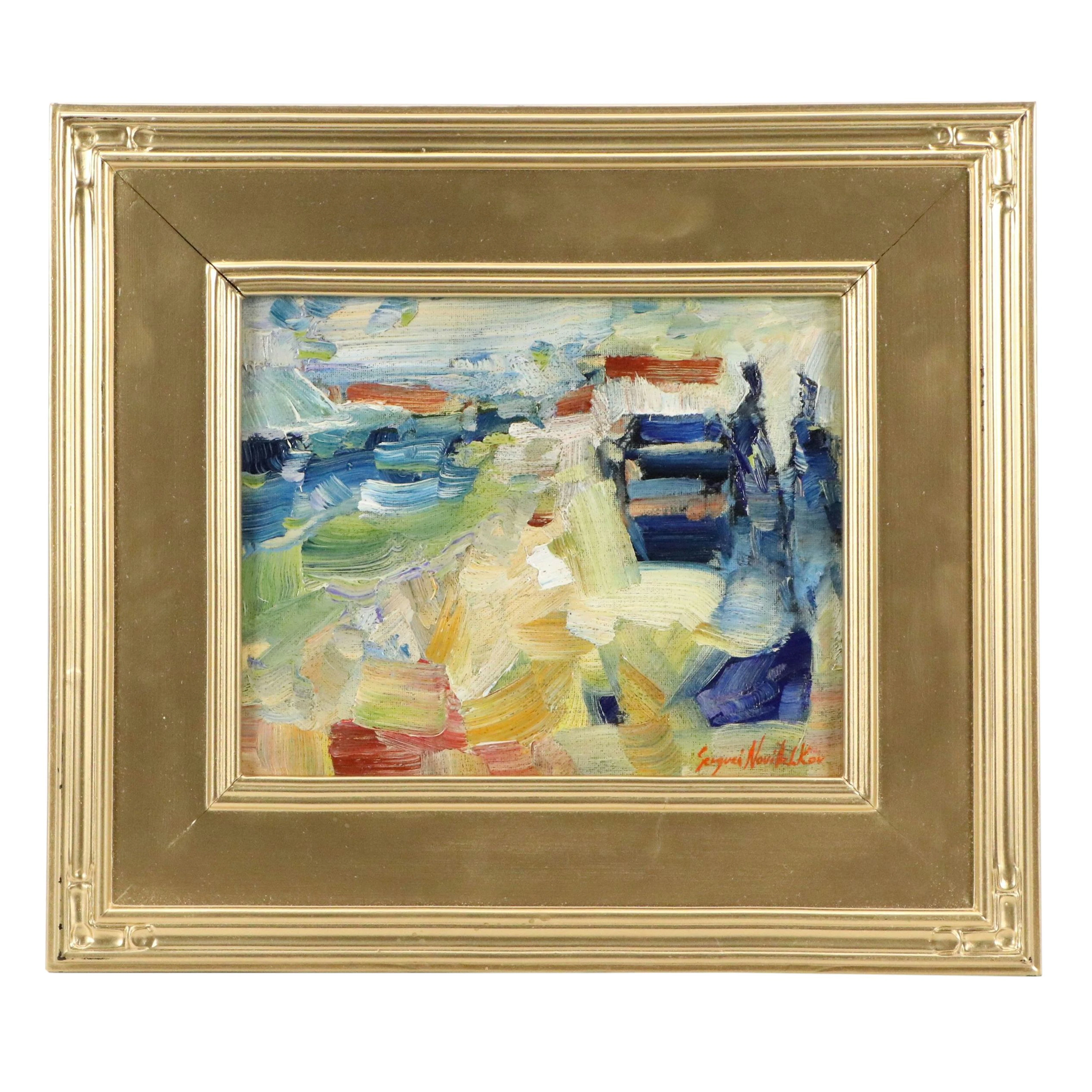 Serguei Novitchkov Abstract Impasto Oil Painting "Thermal Palette," 2026