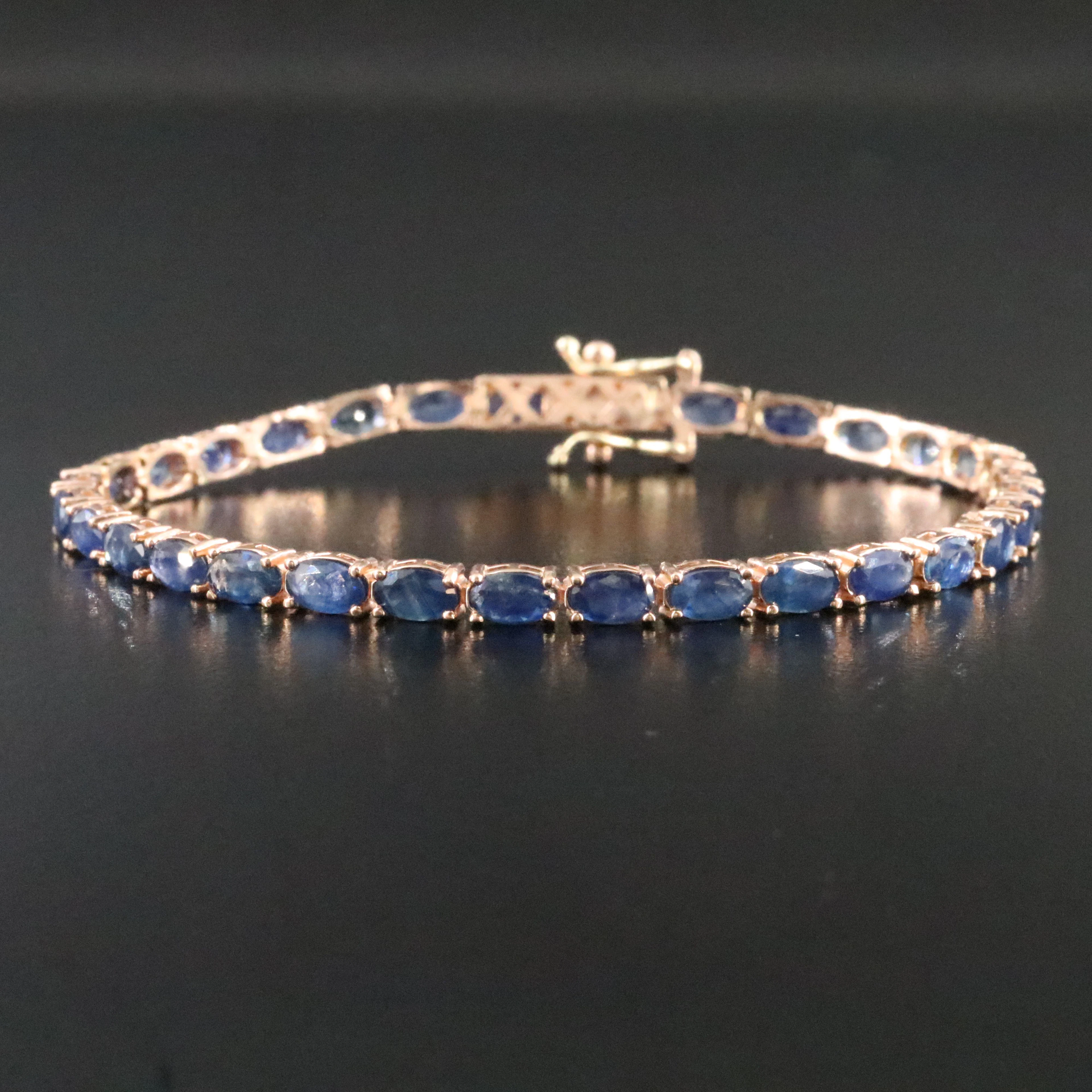 14K Rose Gold Sapphire Line Bracelet