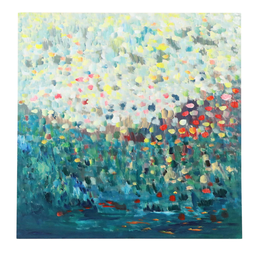 Saul Gefen Abstract Acrylic Painting "Moss and Petals," 2026