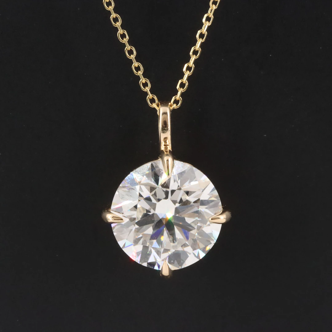 14K 4.06 CT Lab Grown Diamond Solitaire Necklace with IGI Report