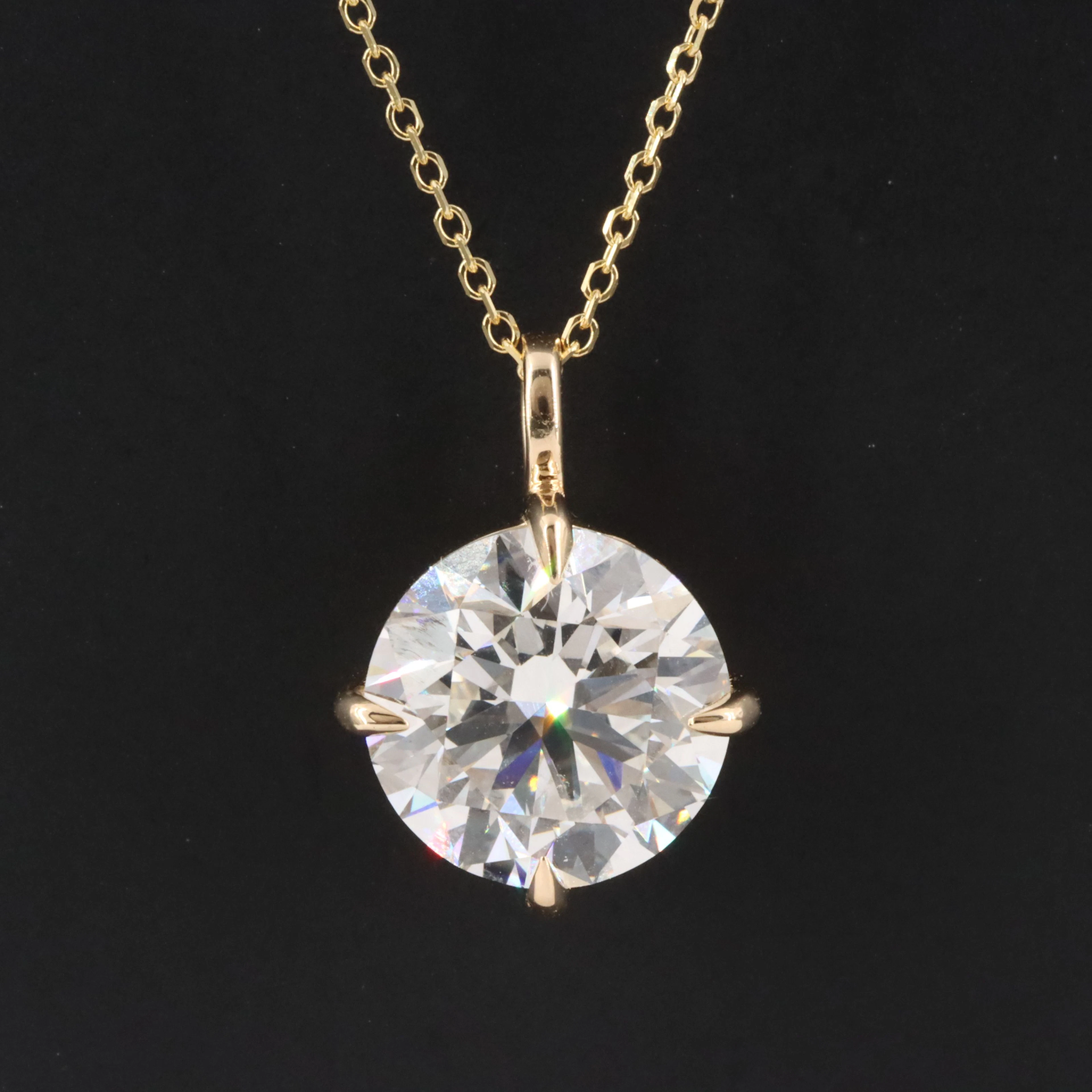 14K 4.06 CT Lab Grown Diamond Solitaire Necklace with IGI Report